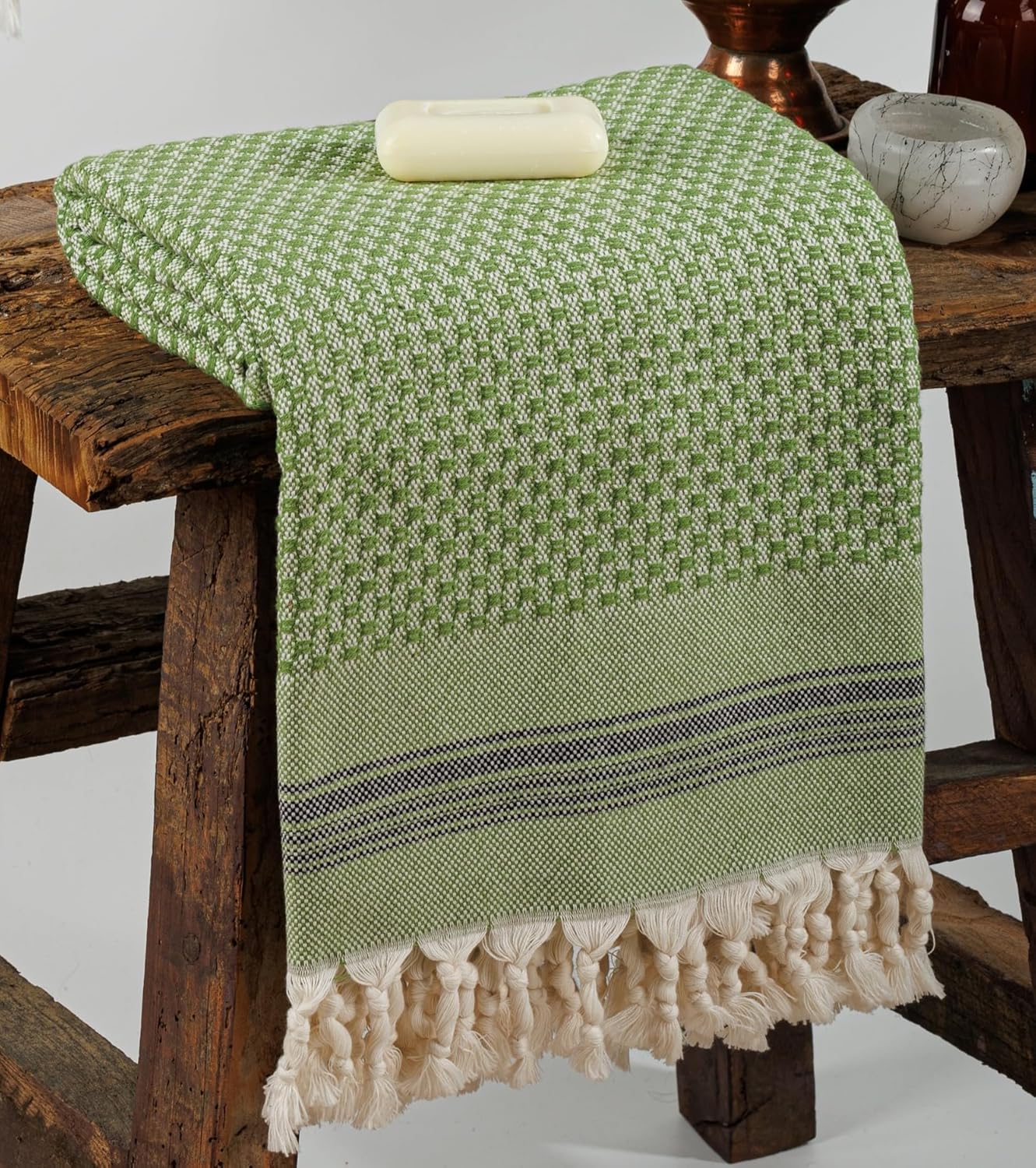 DEMMEX Micro Waffle Turkish Bath Towel - 70x40 Khaki 1