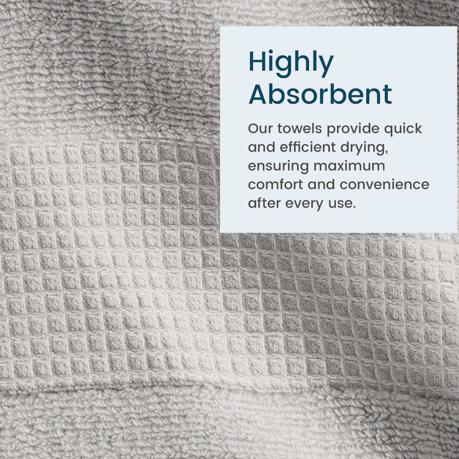 Aire Raine 4 Pack Cotton Waffle Bath Towels - Light Grey