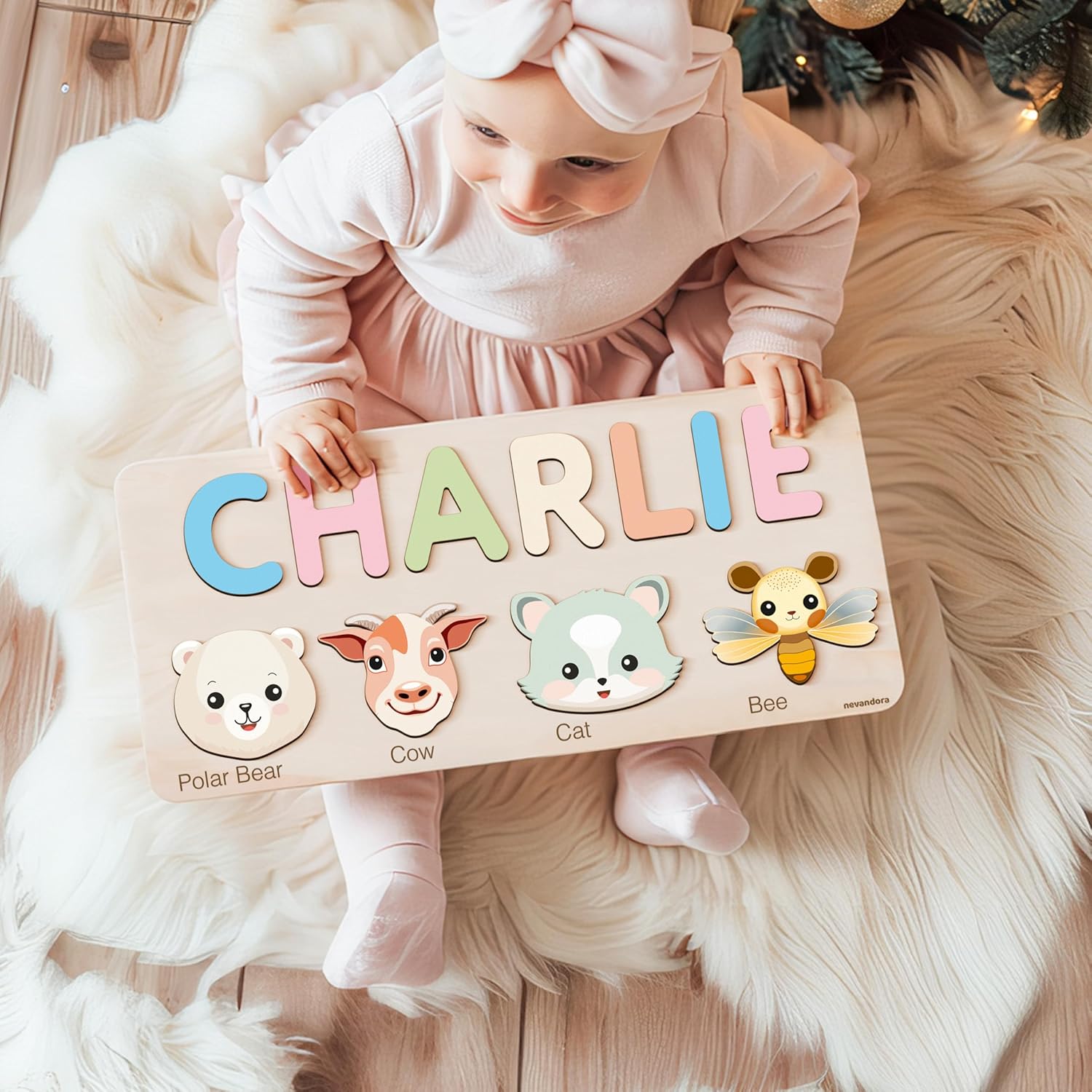 Personalized Wooden Name Puzzle with Animals 1