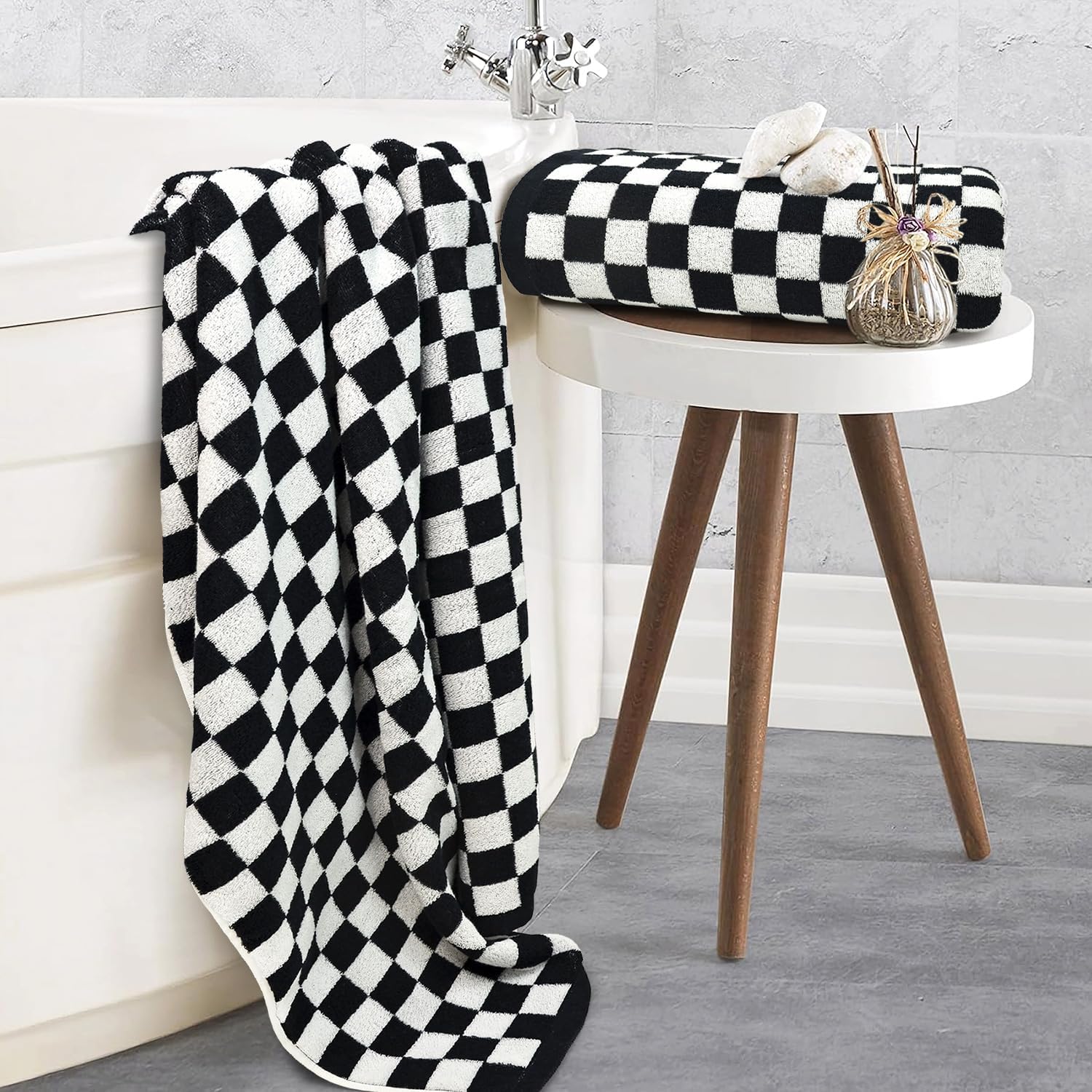 Jacquotha Checkered Bath Towels - 275 x 55 Set of 2