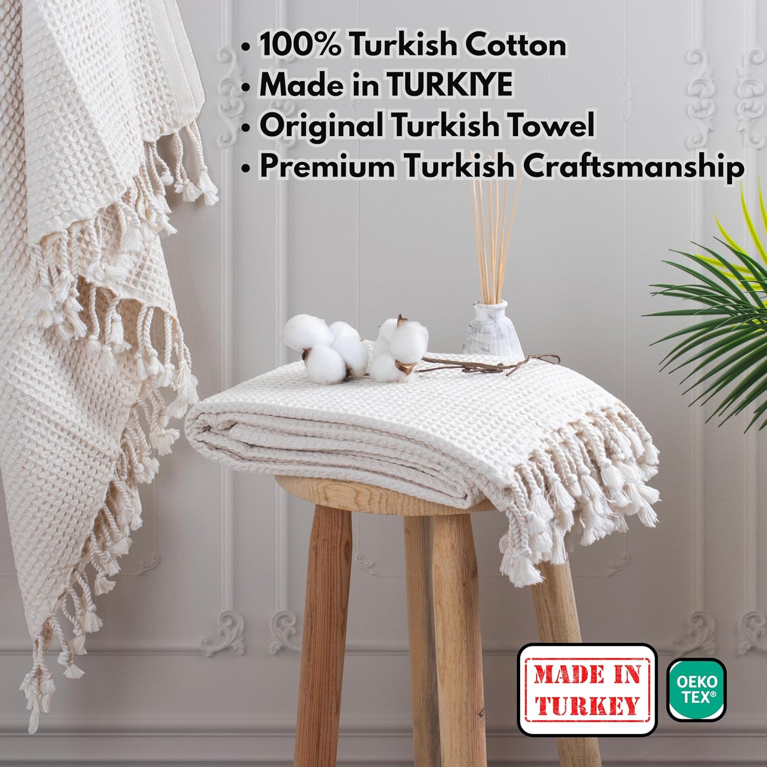 Pskl Turkish Organic Cotton Waffle Bath Towel
