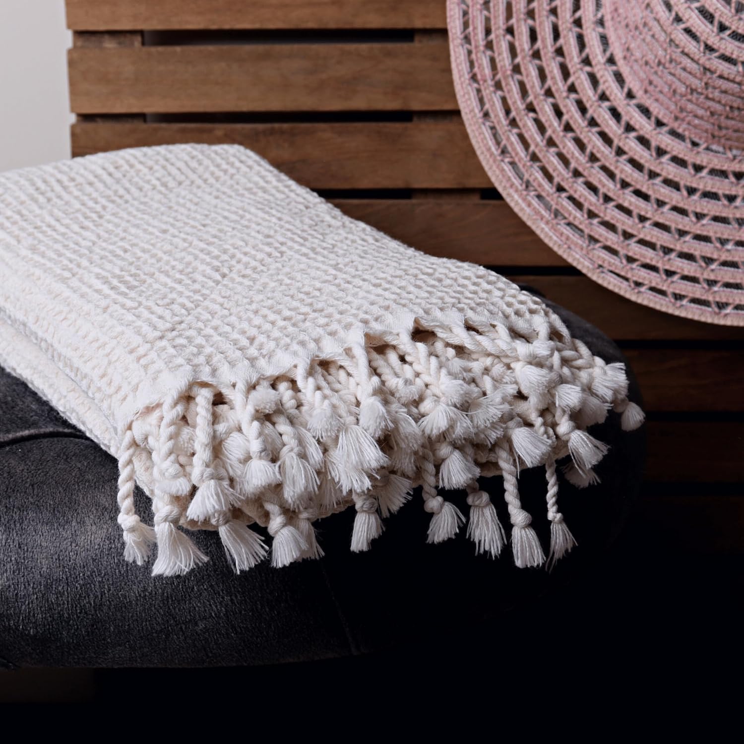 Pskl Turkish Organic Cotton Waffle Bath Towel