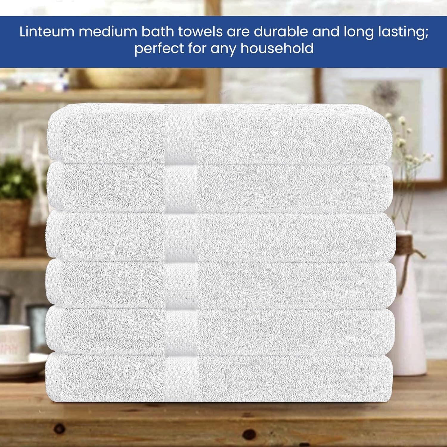 Linteum Textile Supply White Bath Towel Set of 6
