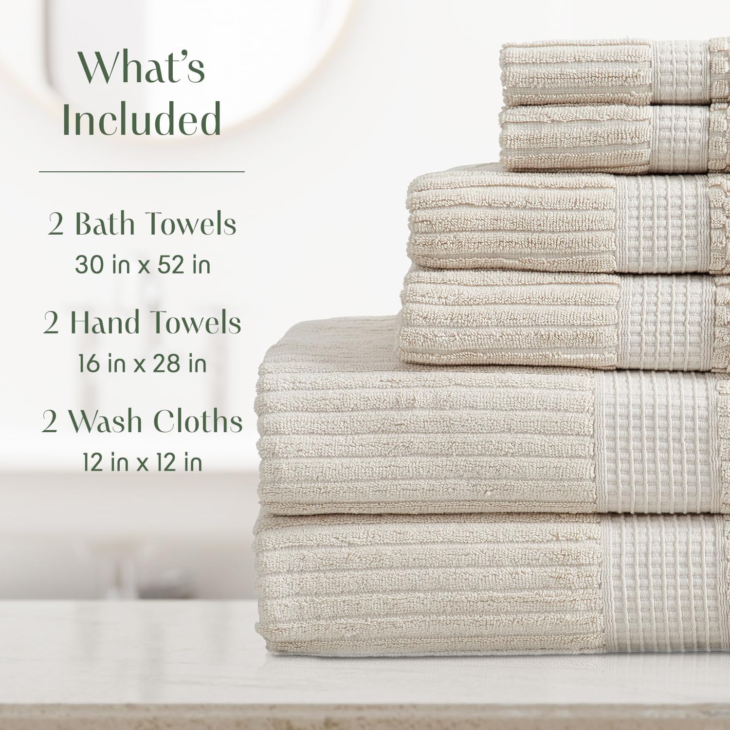 Springtree Home 100 Cotton 6-Piece Bath Towel Set