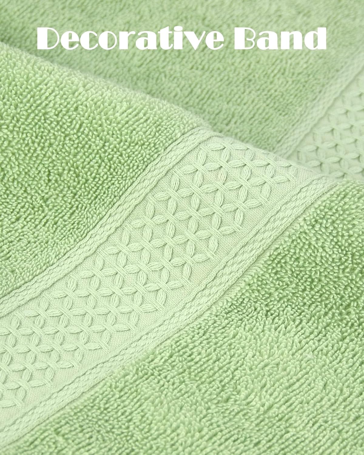 Cleanbear 2 Pack Bath Towels Light-Gray Light-Green