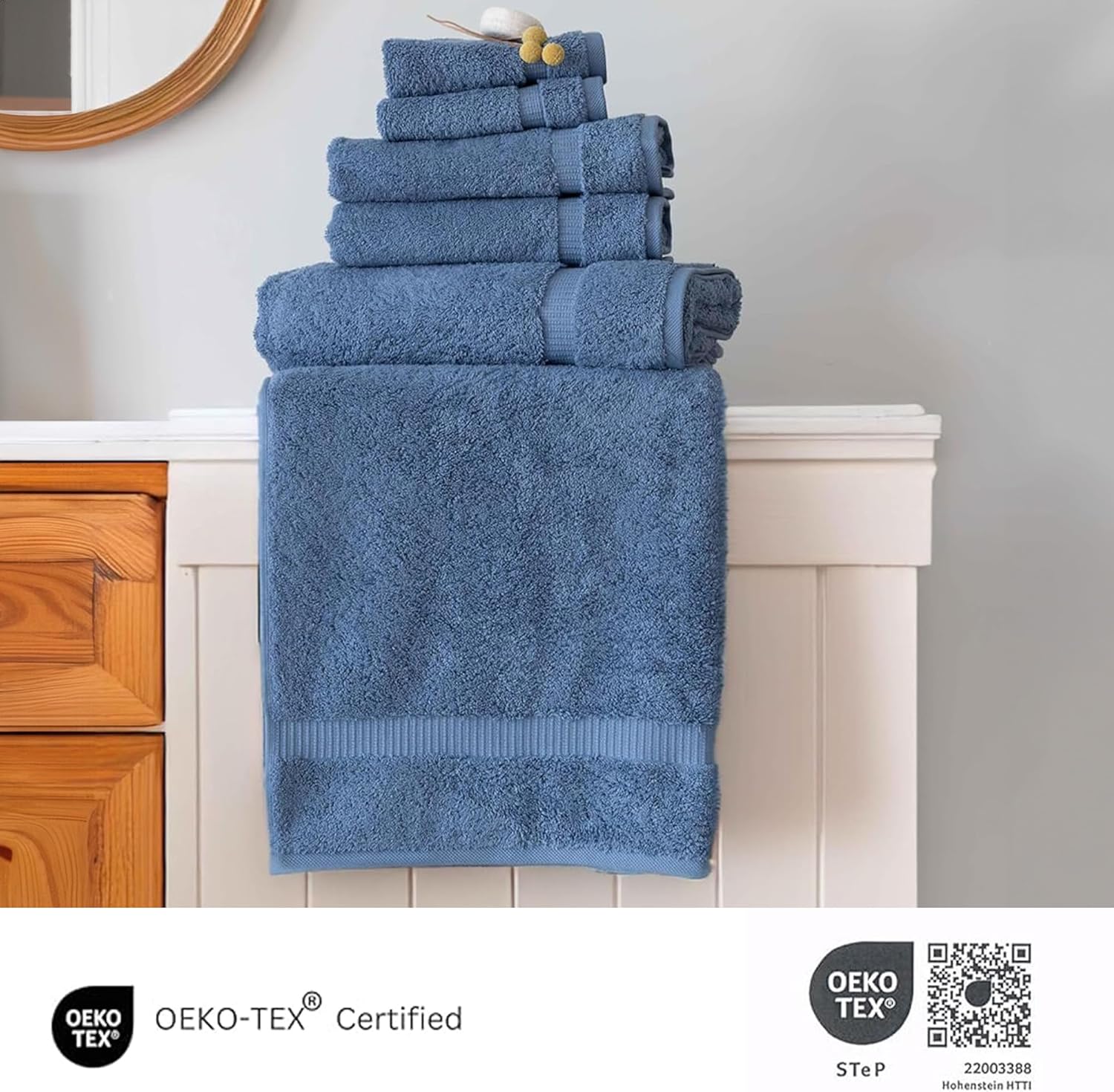 SALBAKOS Luxury 6-Piece Towel Set with Blue Design