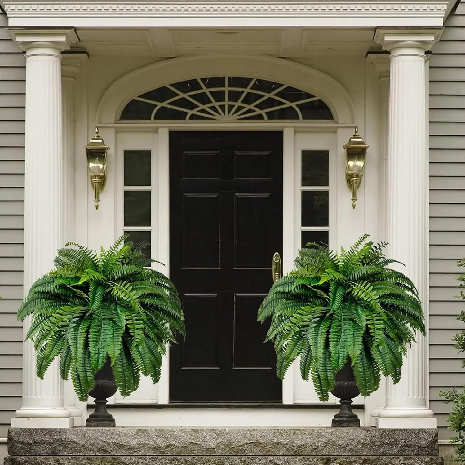 RJDJ Realistic Artificial Boston Ferns 4PCS UV Resistant