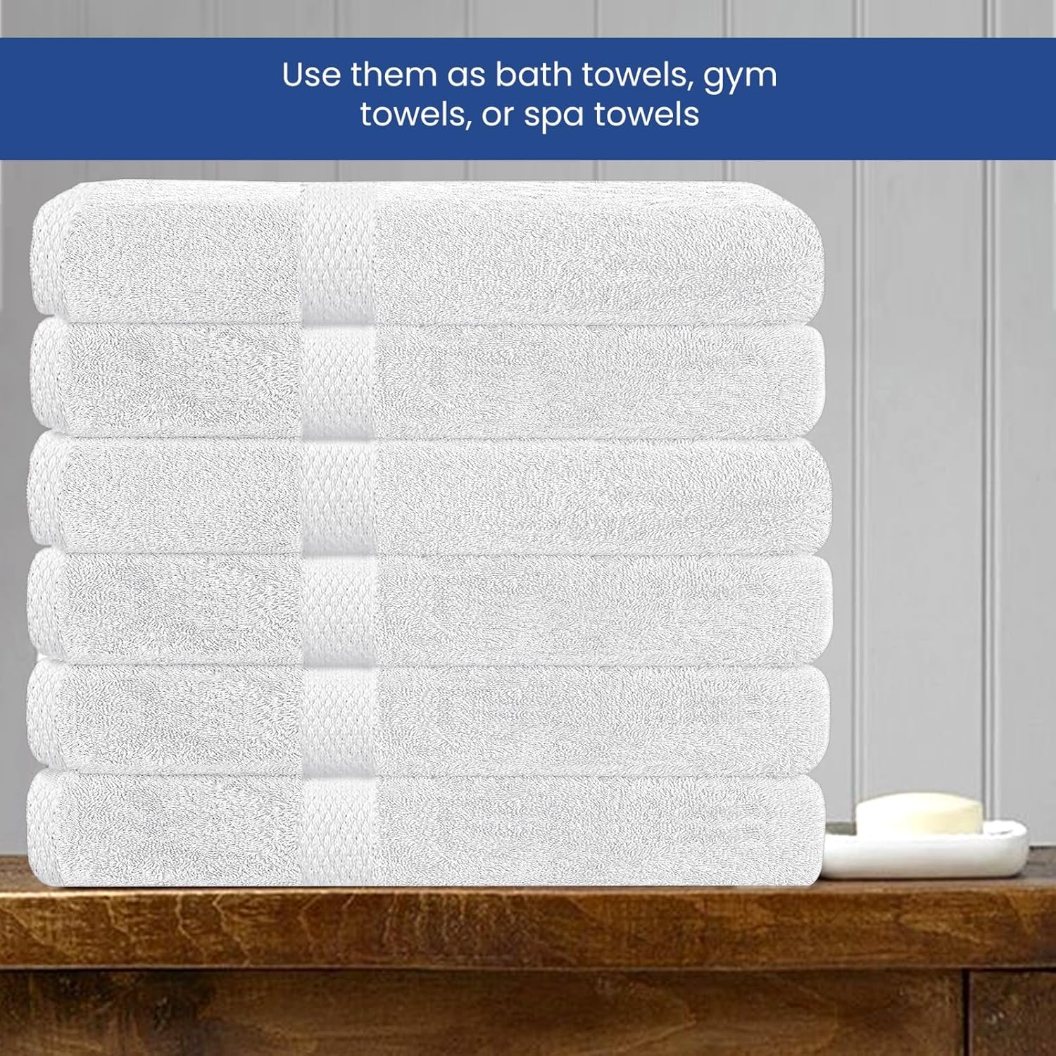 Linteum Textile Supply White Bath Towel Set of 6