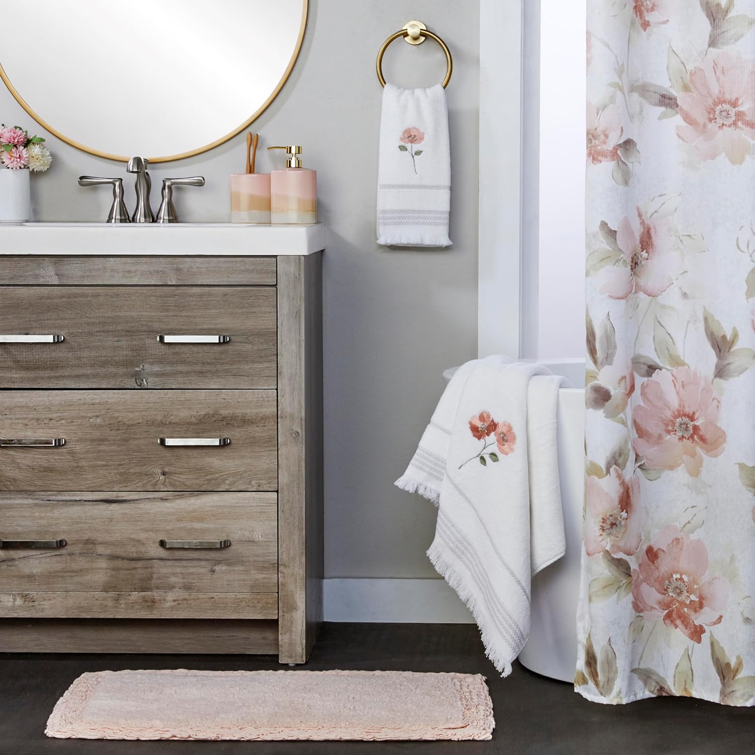 SKL Home Misty Floral Bath Towel White