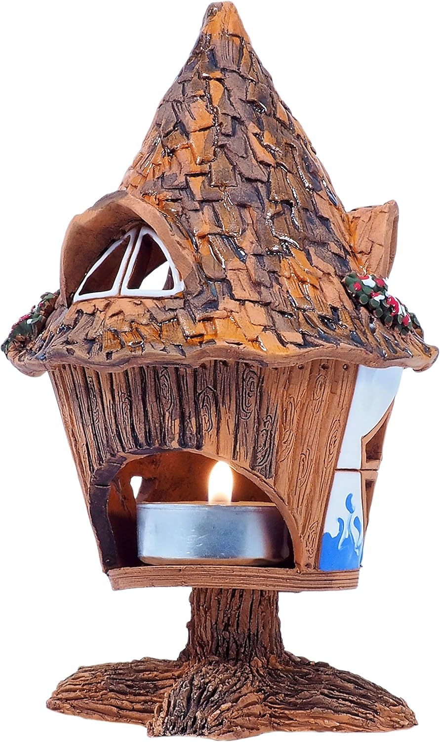 Midene Ceramic Art Tealight Candle Holder Fairy House Forest B97N