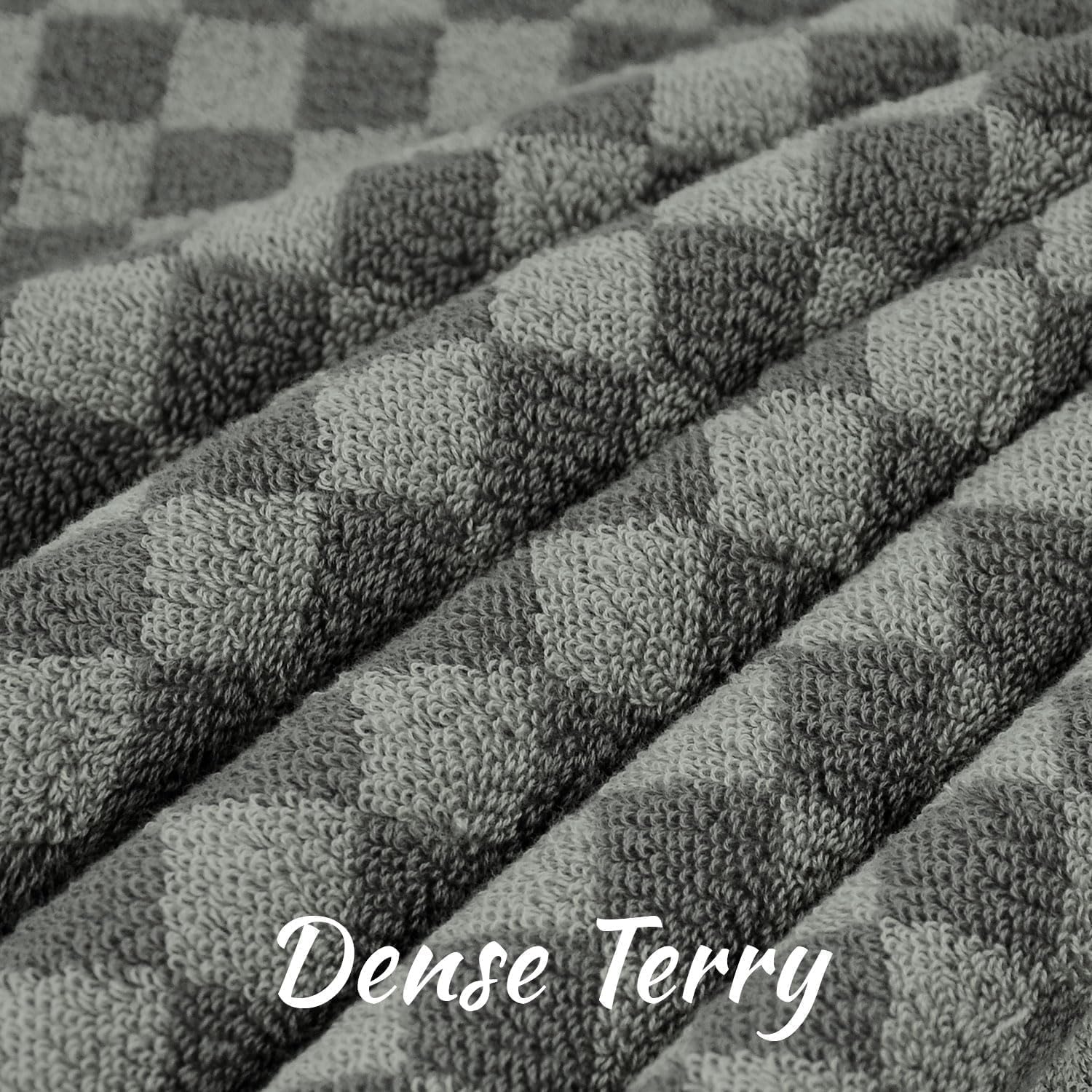 Jacquotha Pack of 2 Grey Checkered Cotton Bath Towels 1