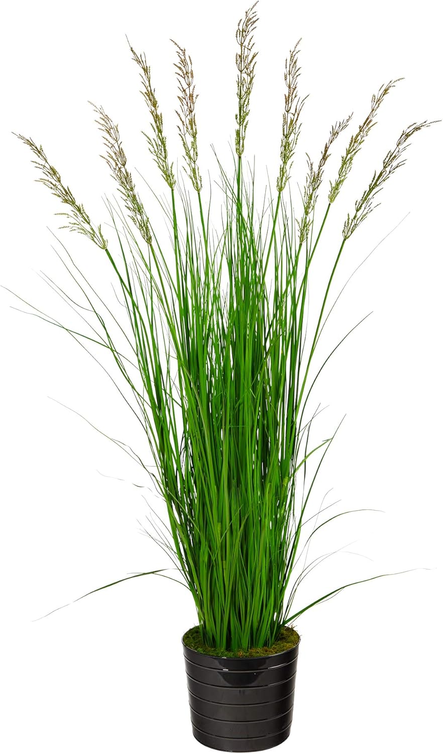 Nearly Natural 6ft Grass Artificial Plant in Black Tin Planter