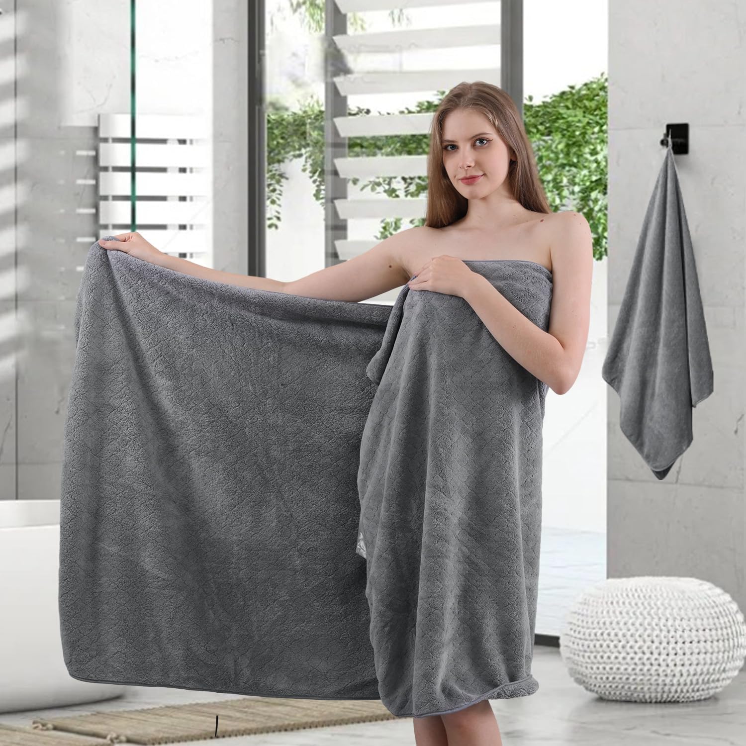 Ycosy 4-Pack Gray Bath Towel Set - 600 GSM Oversized