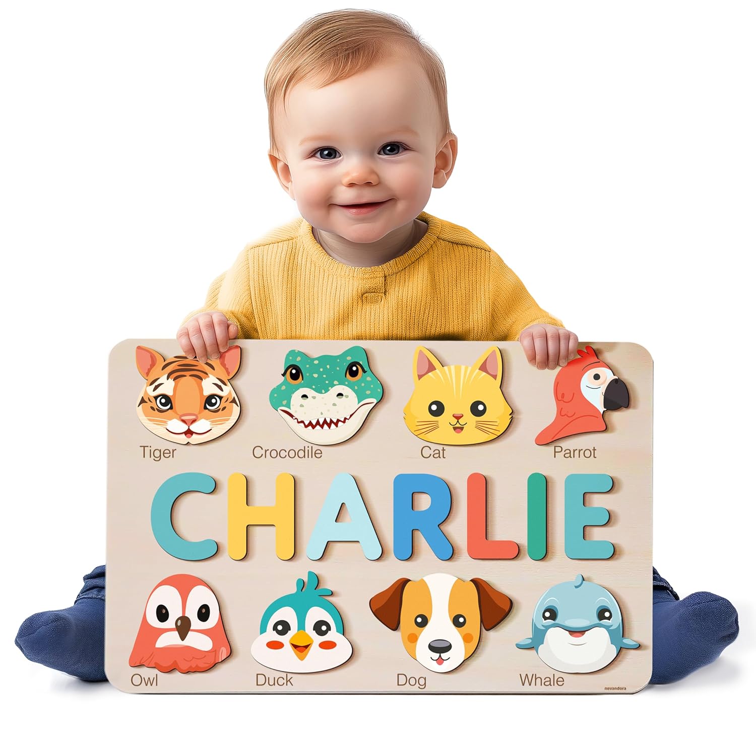Personalized Wooden Name Puzzle for Baby Boys Girls