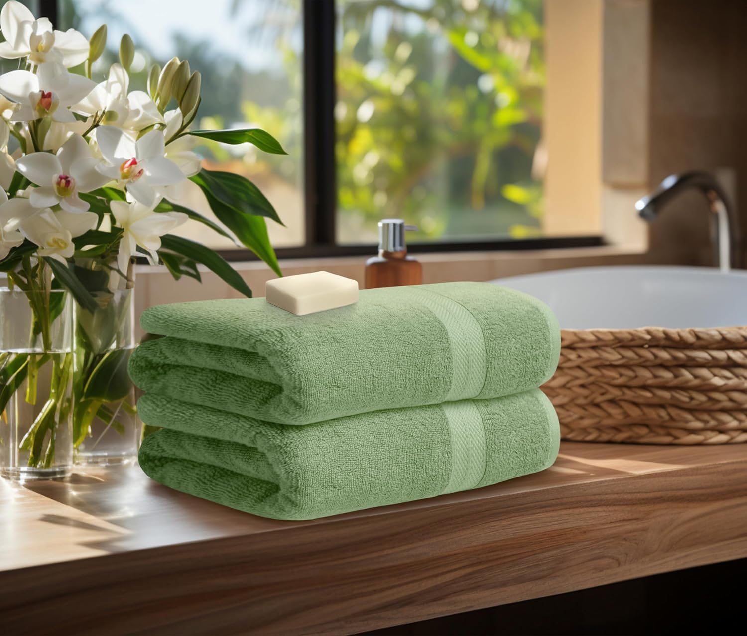 Avalon Towels Pack of 4 Bath Towels 27x54 Inches Sage Green
