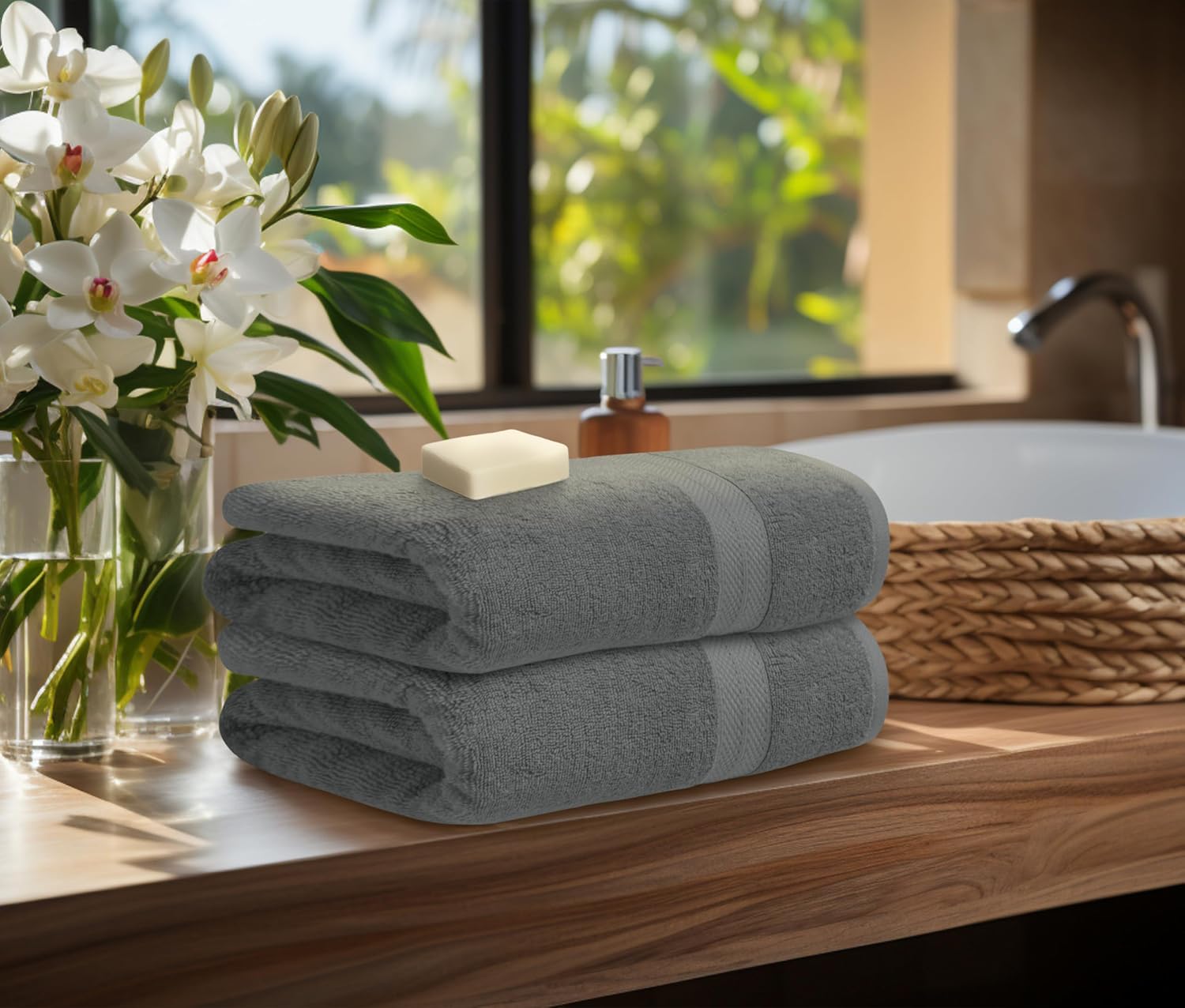 Avalon Towels Pack of 4 Bath Towels 27x54 Inches Grey