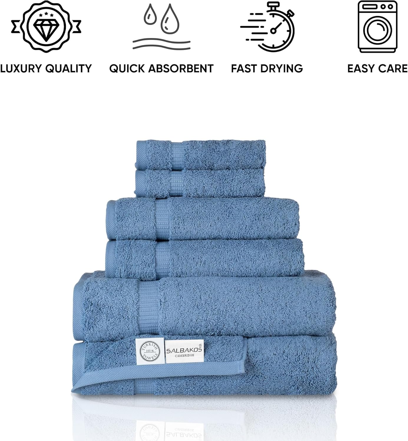 SALBAKOS Luxury 6-Piece Towel Set with Blue Design
