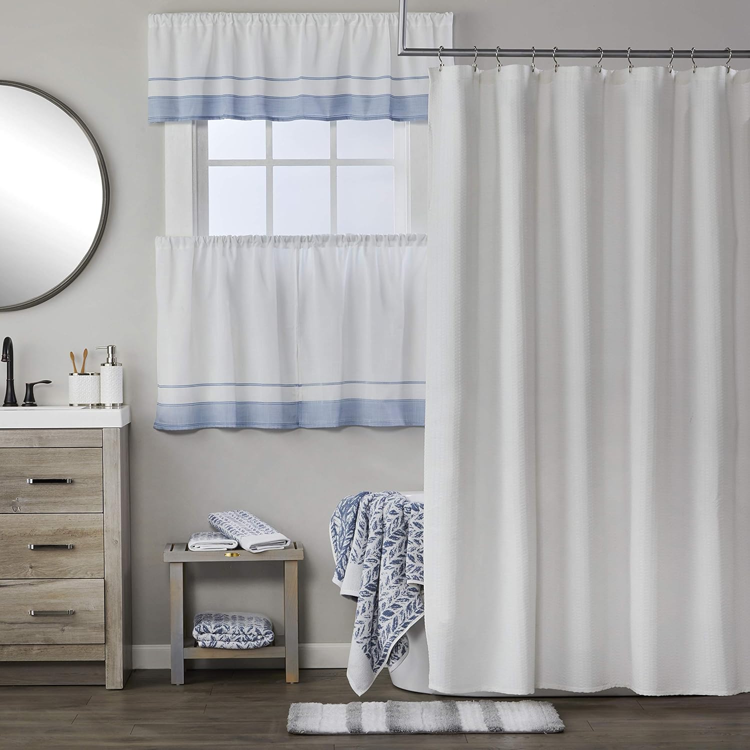 SKL Home Distressed Leaves Bath Towel Denim Blue 28x54