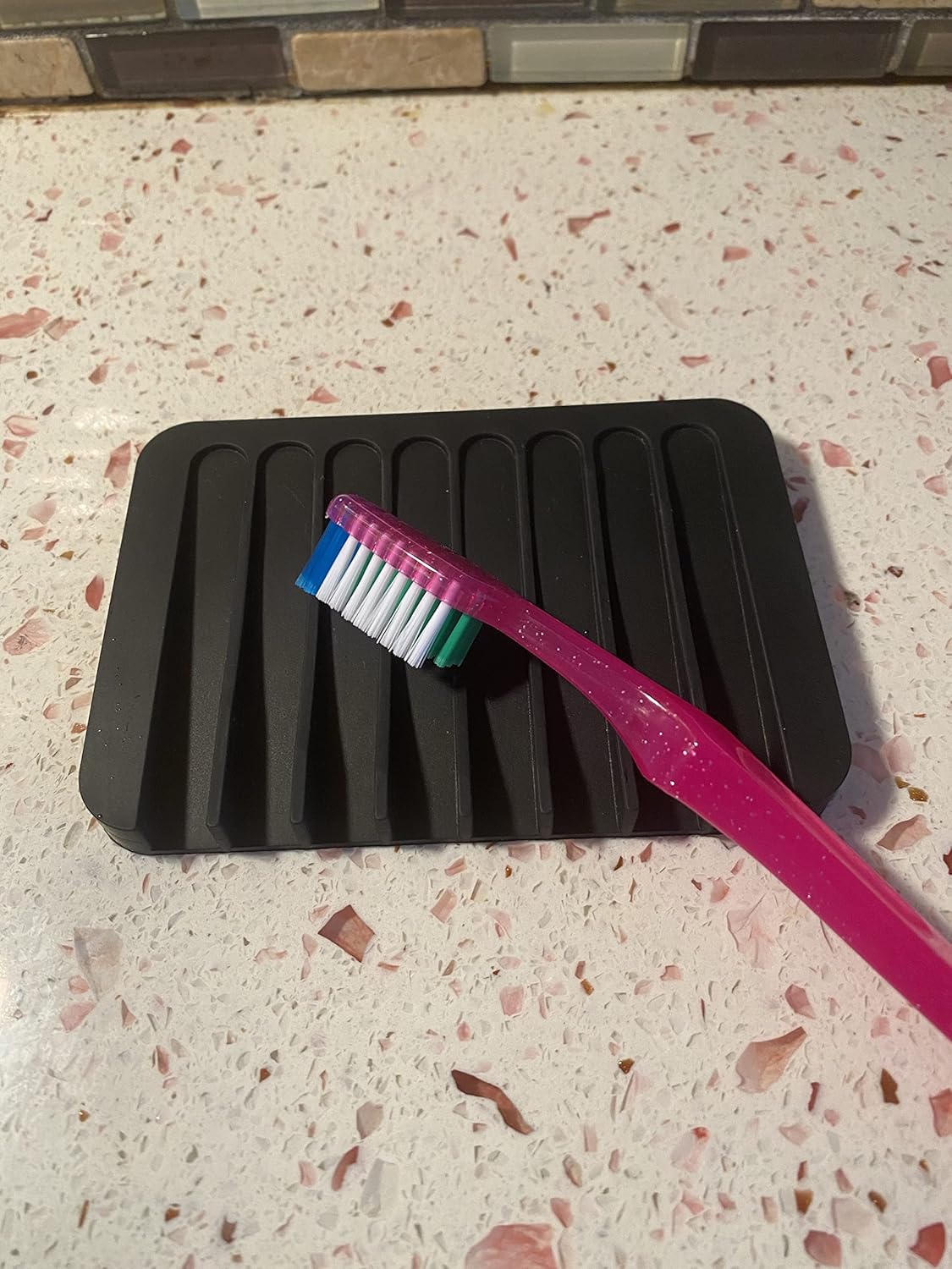 Flexible Silicone Soap Dish - Waterfall Shape Black