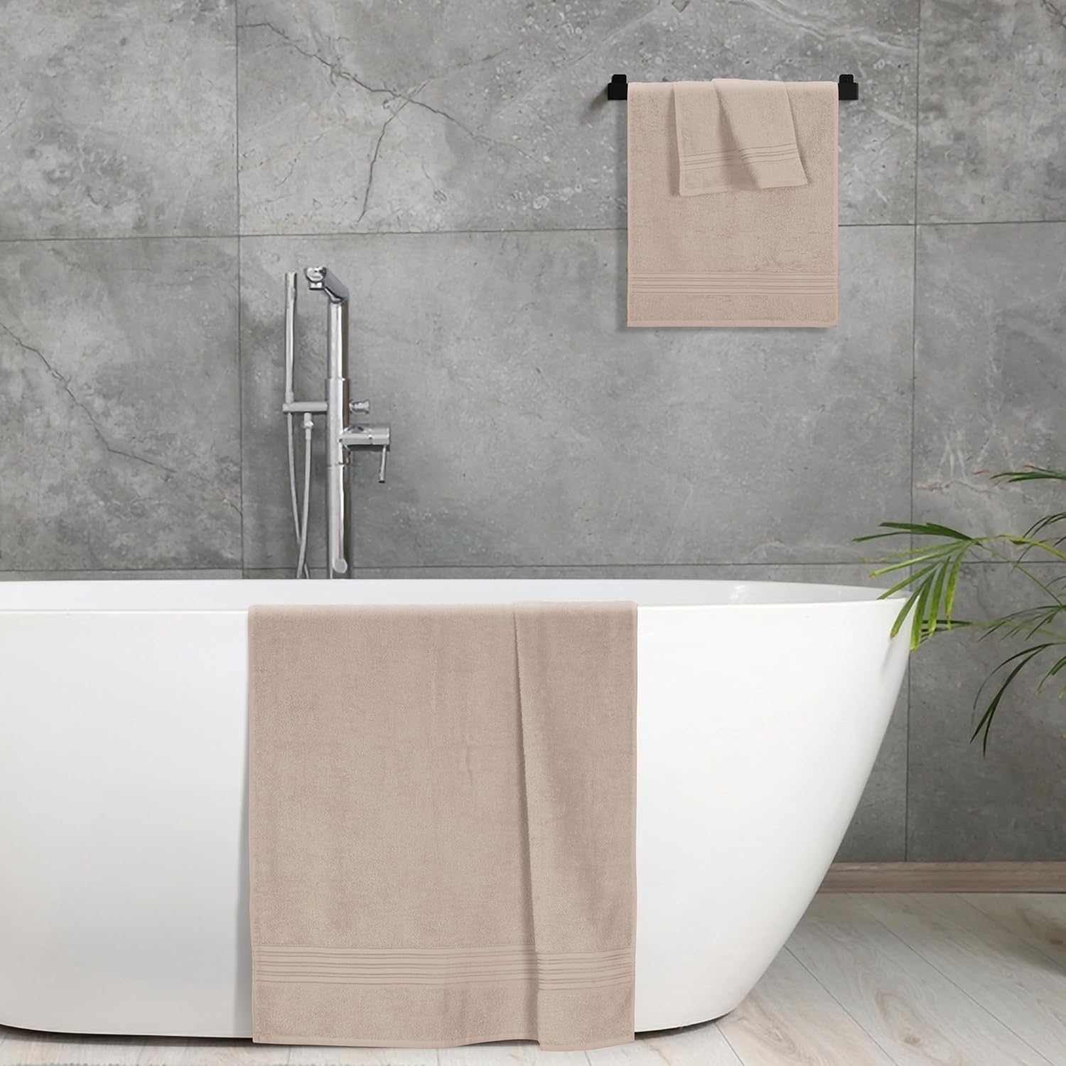 BOUTIQUO Ultra Soft 3 Pack Cotton Towel Set - Tan 1