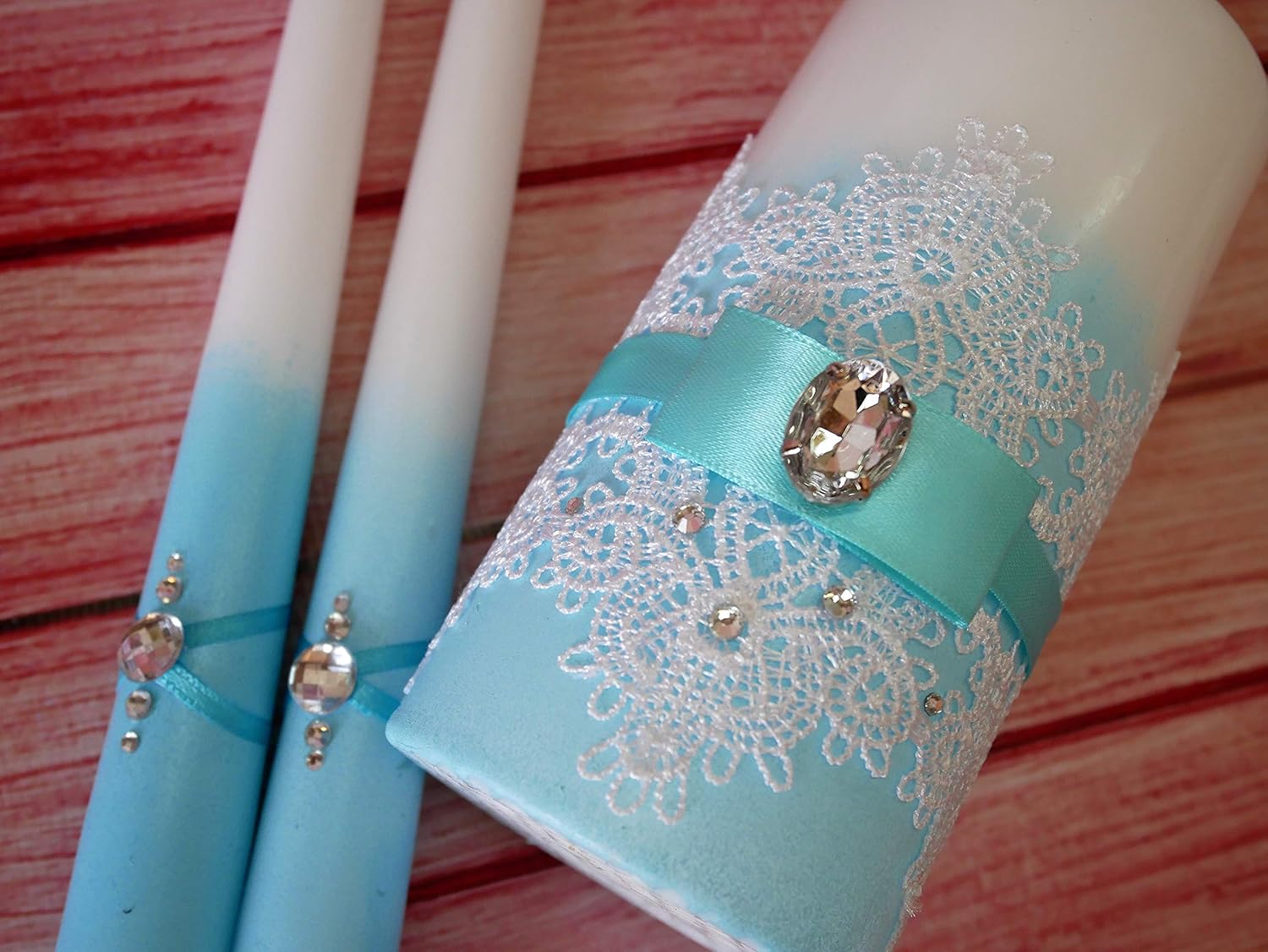 Unity Candle Set for Wedding - Turquoise