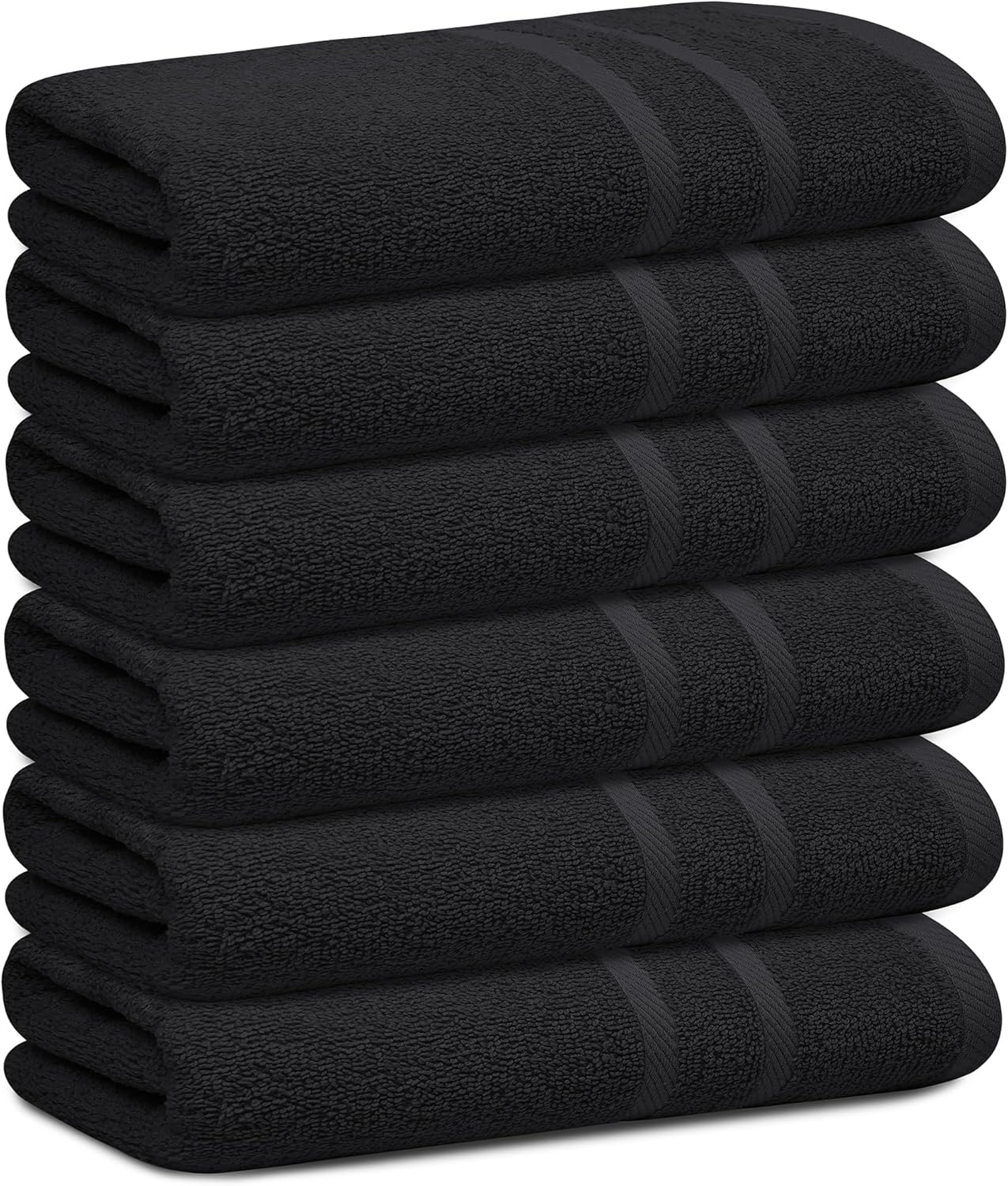 Looperry 6 Pack Small Black Bath Towels - 100 Cotton 23x46