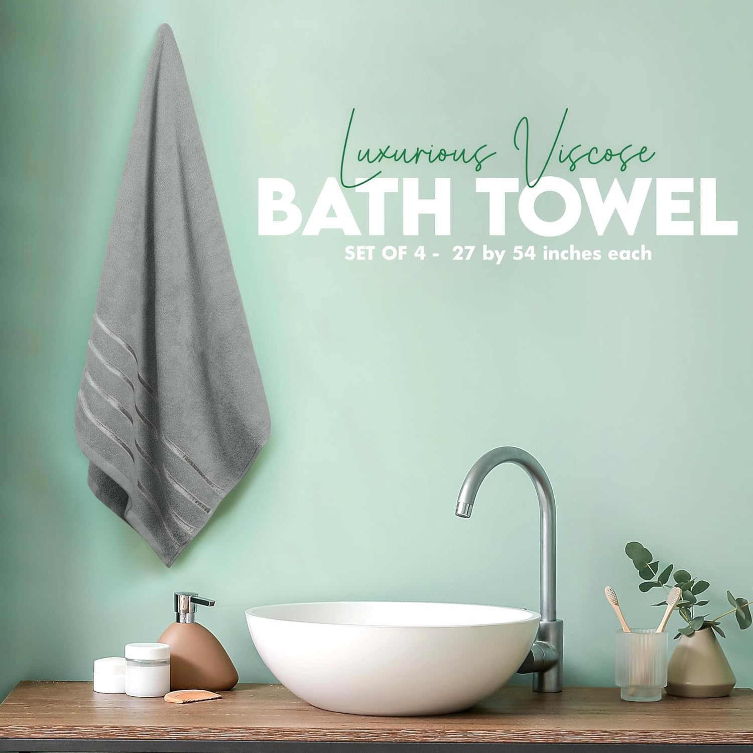 Utopia Towels 4 Pack Cool Grey Bath Towels