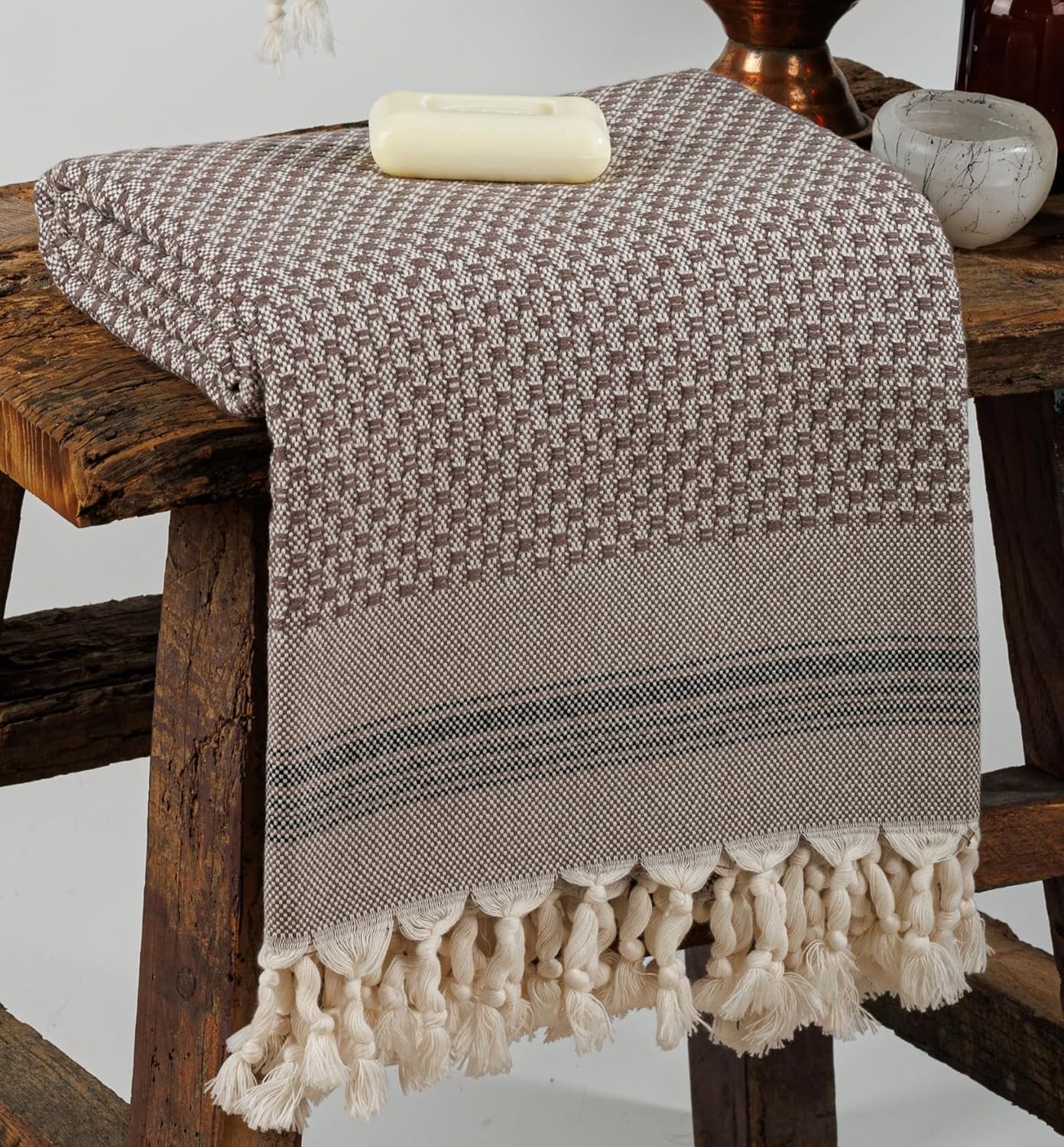 DEMMEX Micro Waffle Turkish Bath Towel - 70x40 Brown