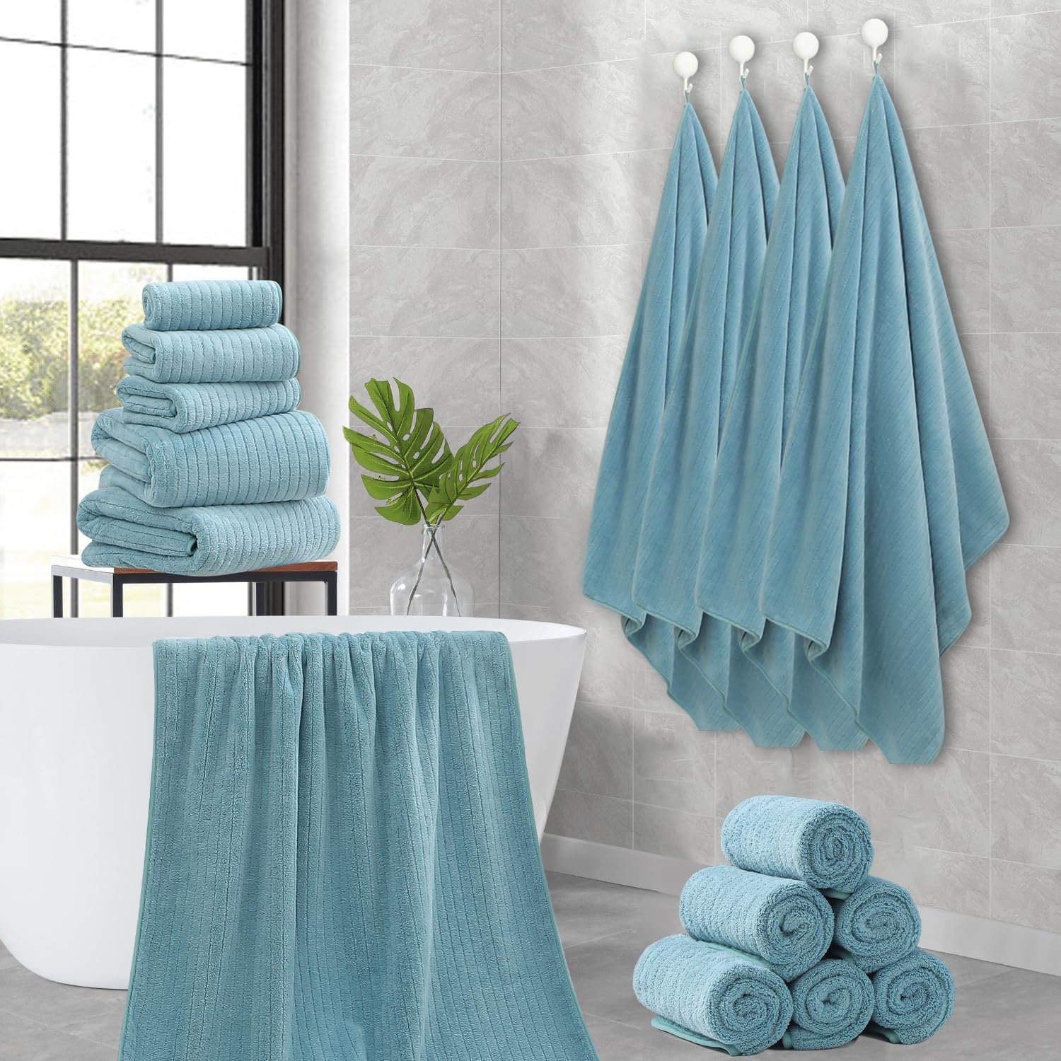 Hailea 18 Piece Family Bath Towel Set - Turquoise