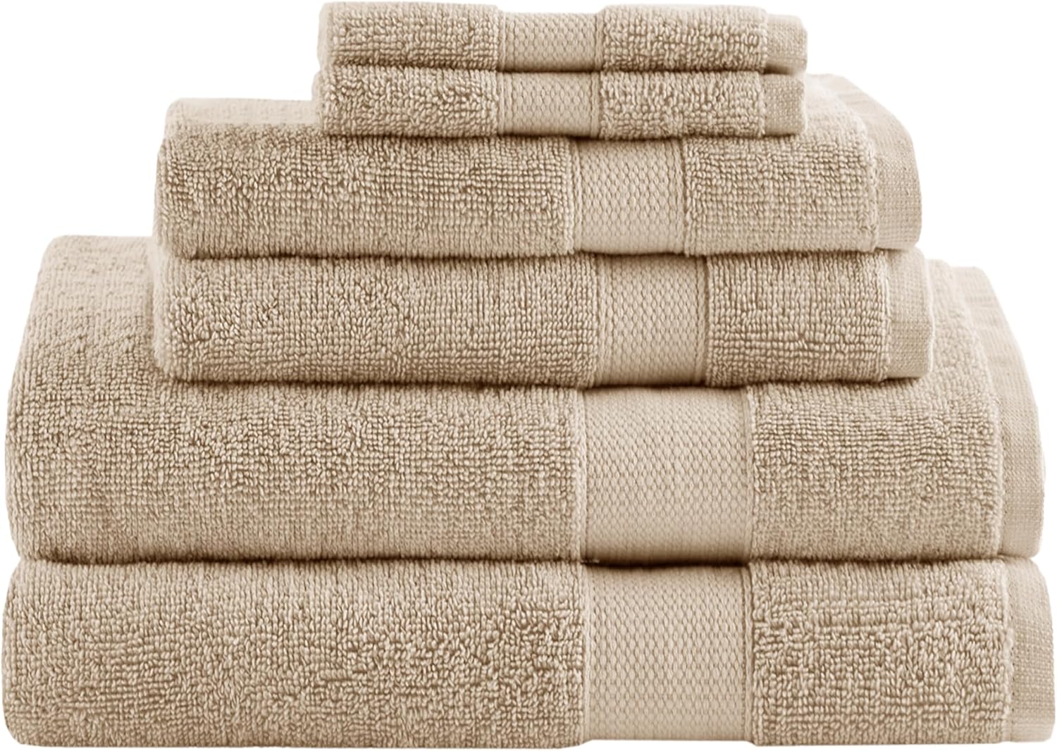Comfort Spaces Turkish Bath Towel Set 6 Piece Tan Beige