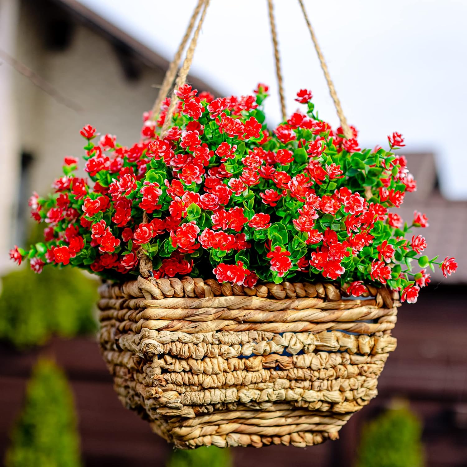 AXYLEX Artificial Flowers Outdoor Red 12 PCS Set