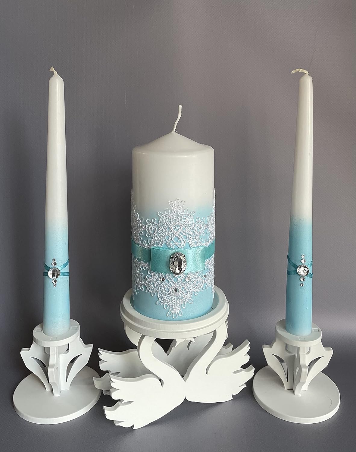 Unity Candle Set for Wedding - Turquoise