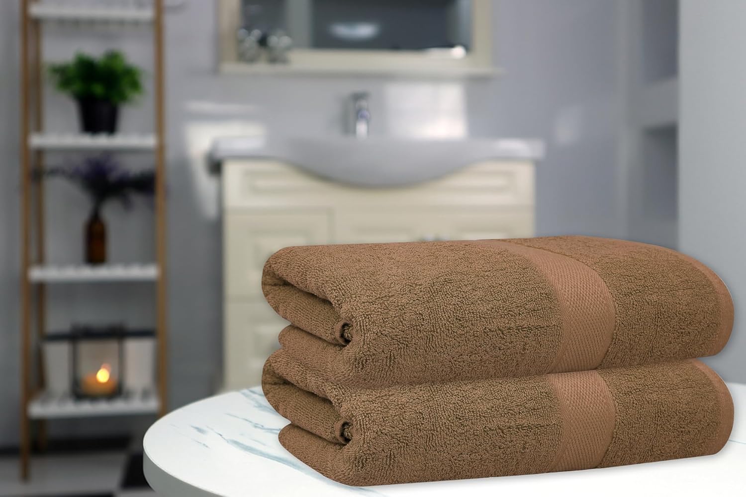 Lenenz 4 Pack Ultra Soft Bath Towels - 27x54 Brown 1