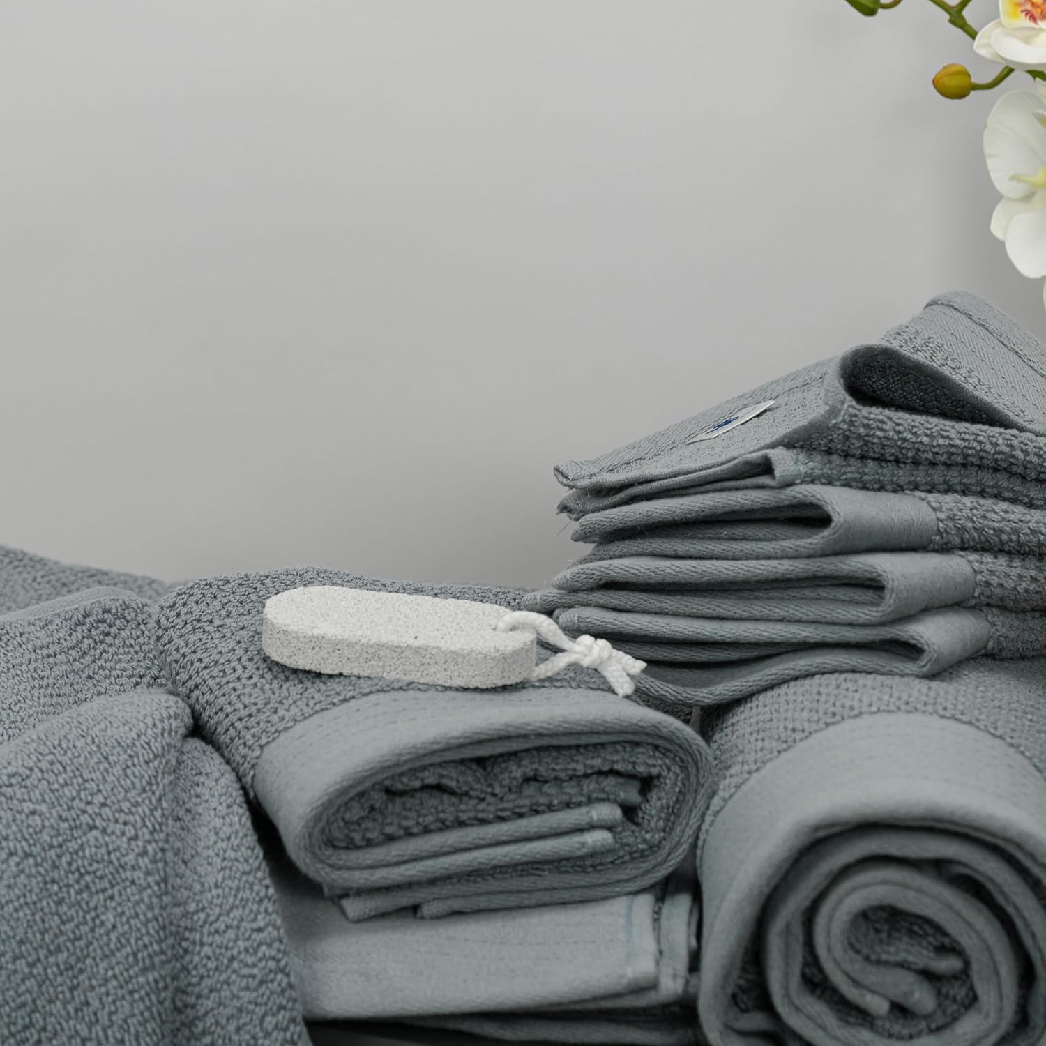 Tens Towels Pack of 8 Steel Grey Luxury Towel Set