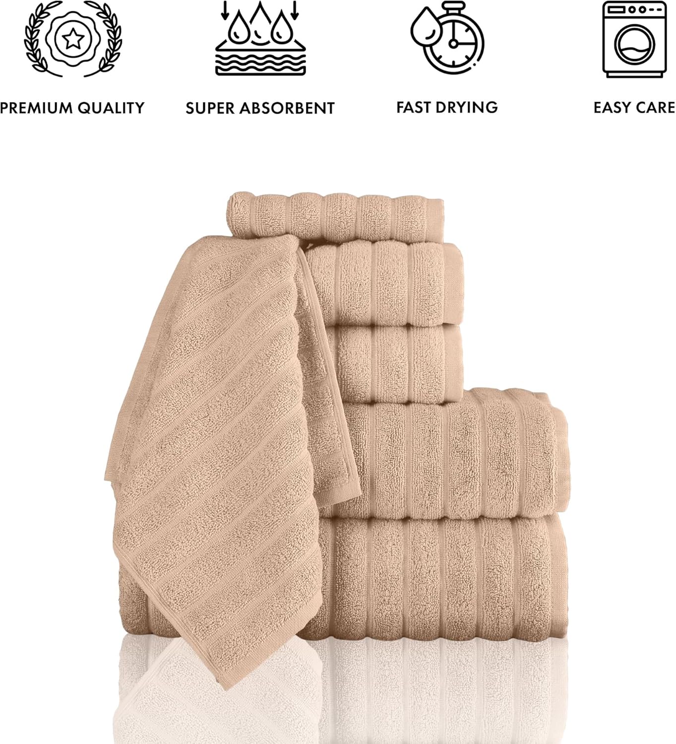 Classic Turkish Towels CTT 6-Piece Set Almond Beige
