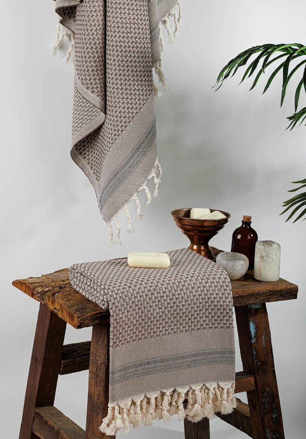 DEMMEX Micro Waffle Turkish Bath Towel - 70x40 Brown