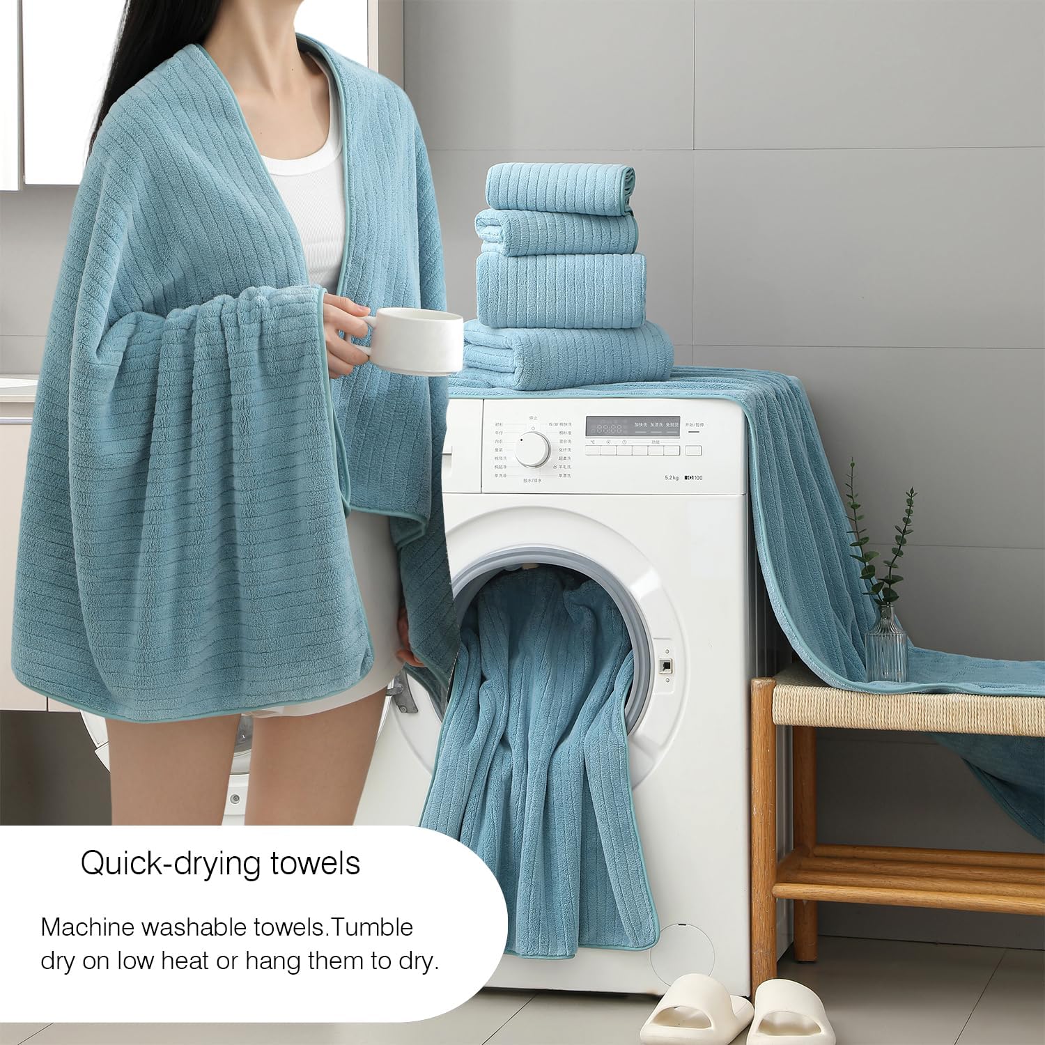 Hailea 18 Piece Family Bath Towel Set - Turquoise
