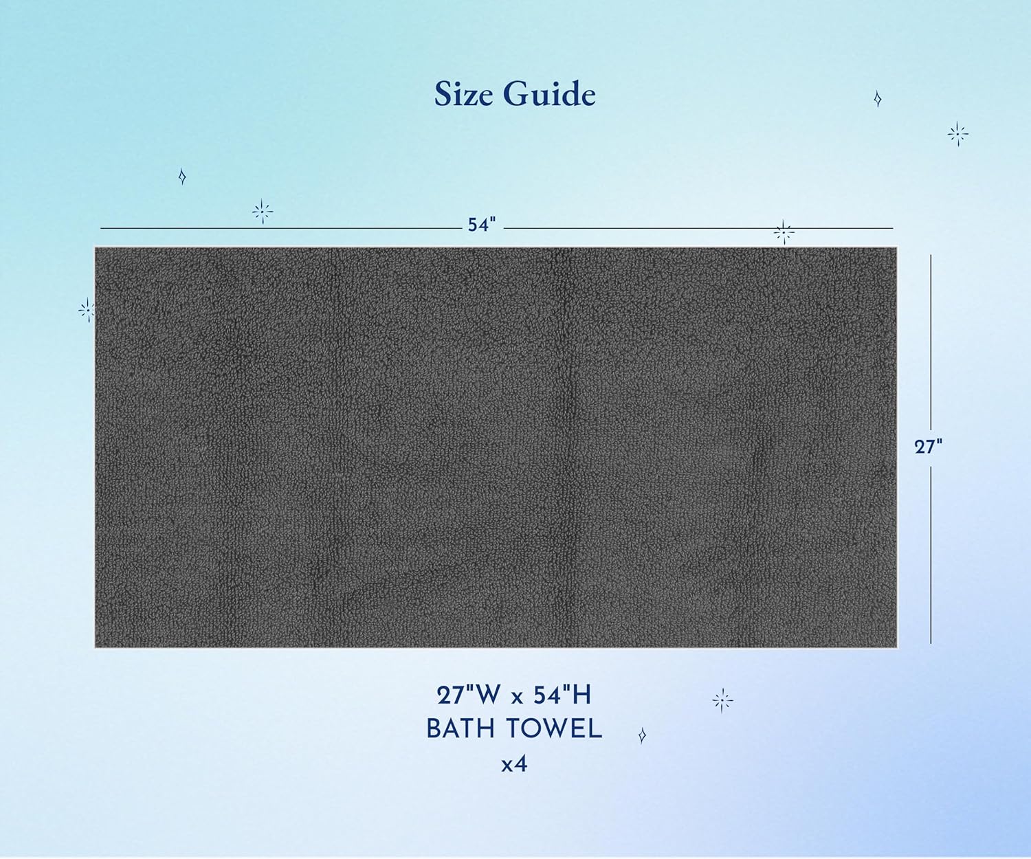 California Design Den 100 Cotton Bath Towel Set of 4 - Grey