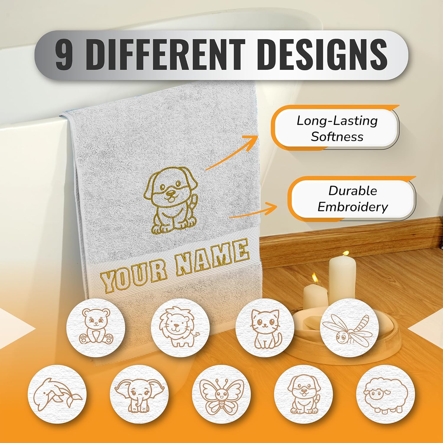 Shape28 Personalized Bath Towel with Animal Design - 54x27