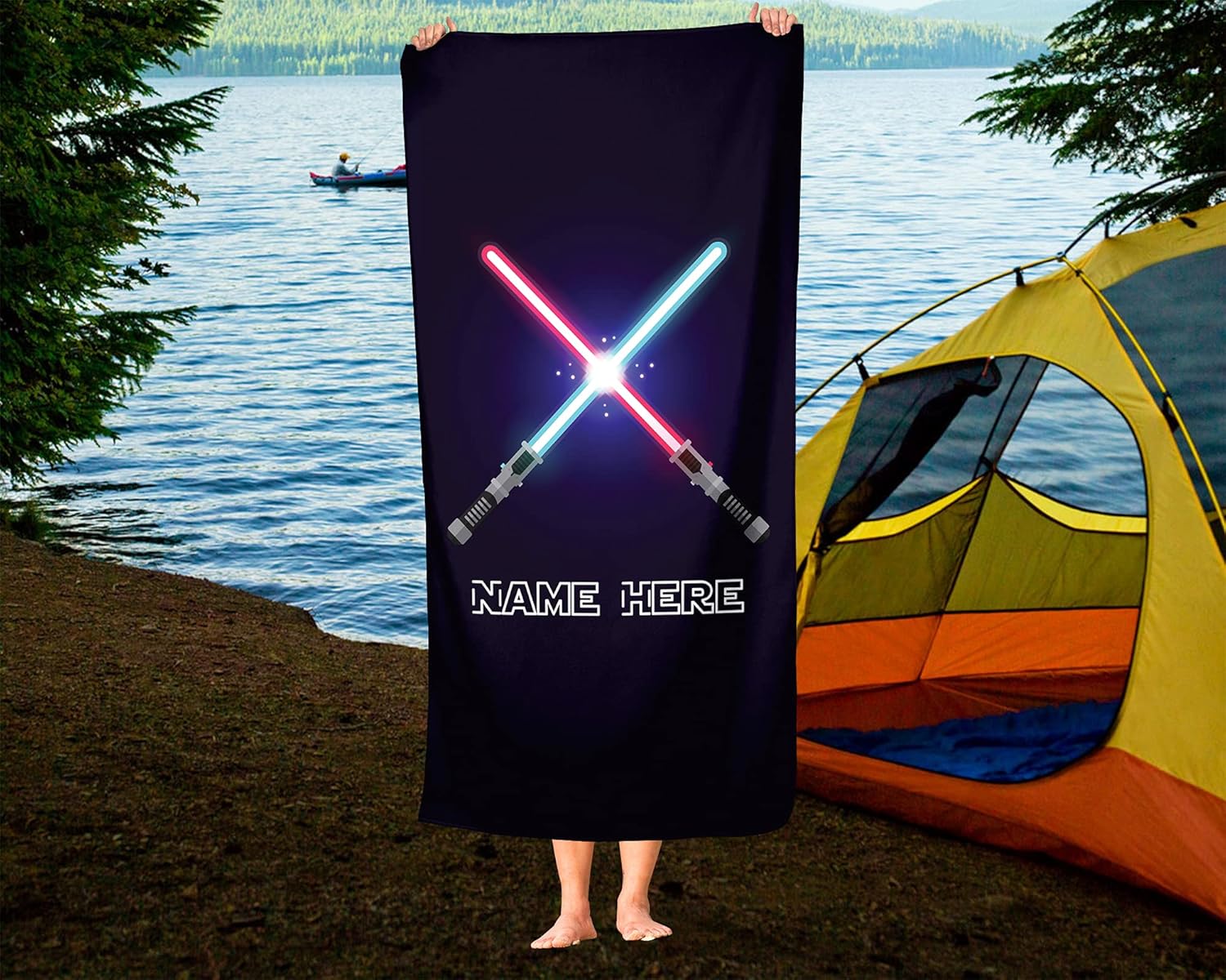 Personalized Lightsaber Towel for Kids - Custom 60x30 Bath Towel