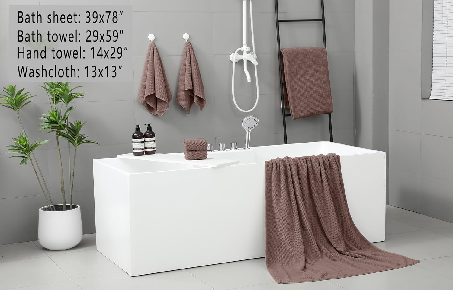 YTYC 39x78 Inch Oversized Bath Towels 2 Piece Brown Microfiber Luxury