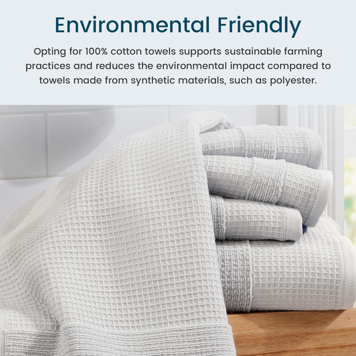 Aire Raine 4 Pack Cotton Waffle Bath Towels - Light Grey