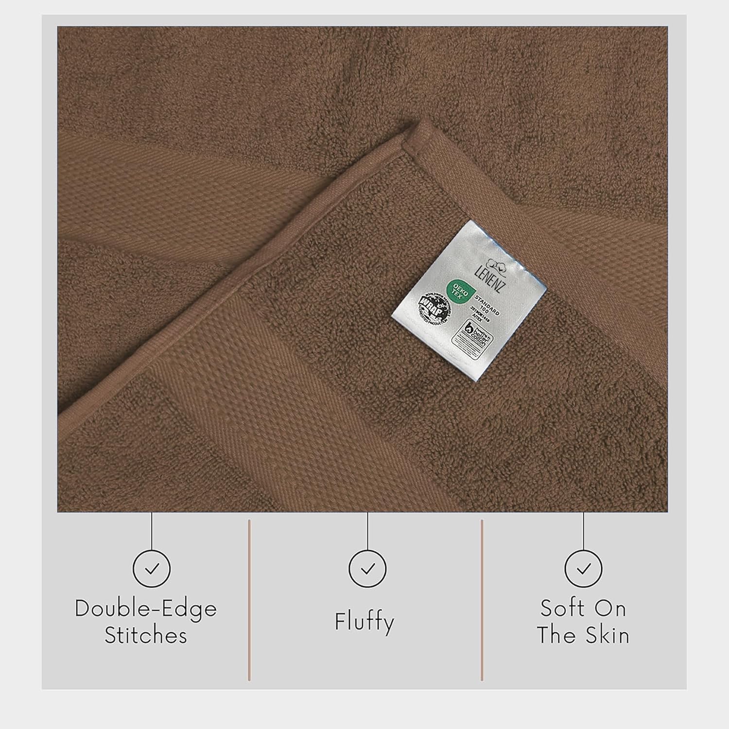 Lenenz 4 Pack Ultra Soft Bath Towels - 27x54 Brown 1