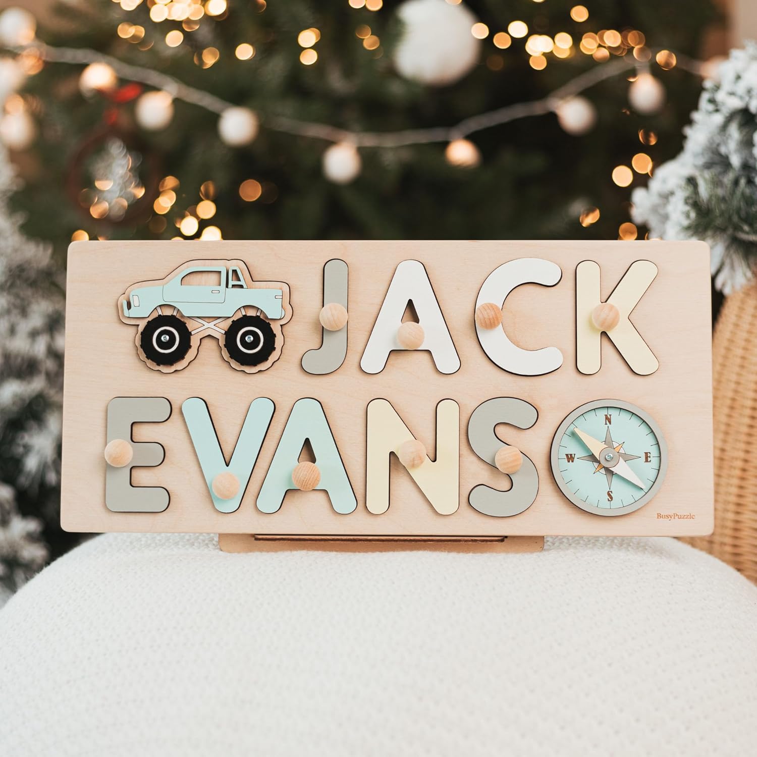 Personalized Wooden Name Puzzle with Pegs
