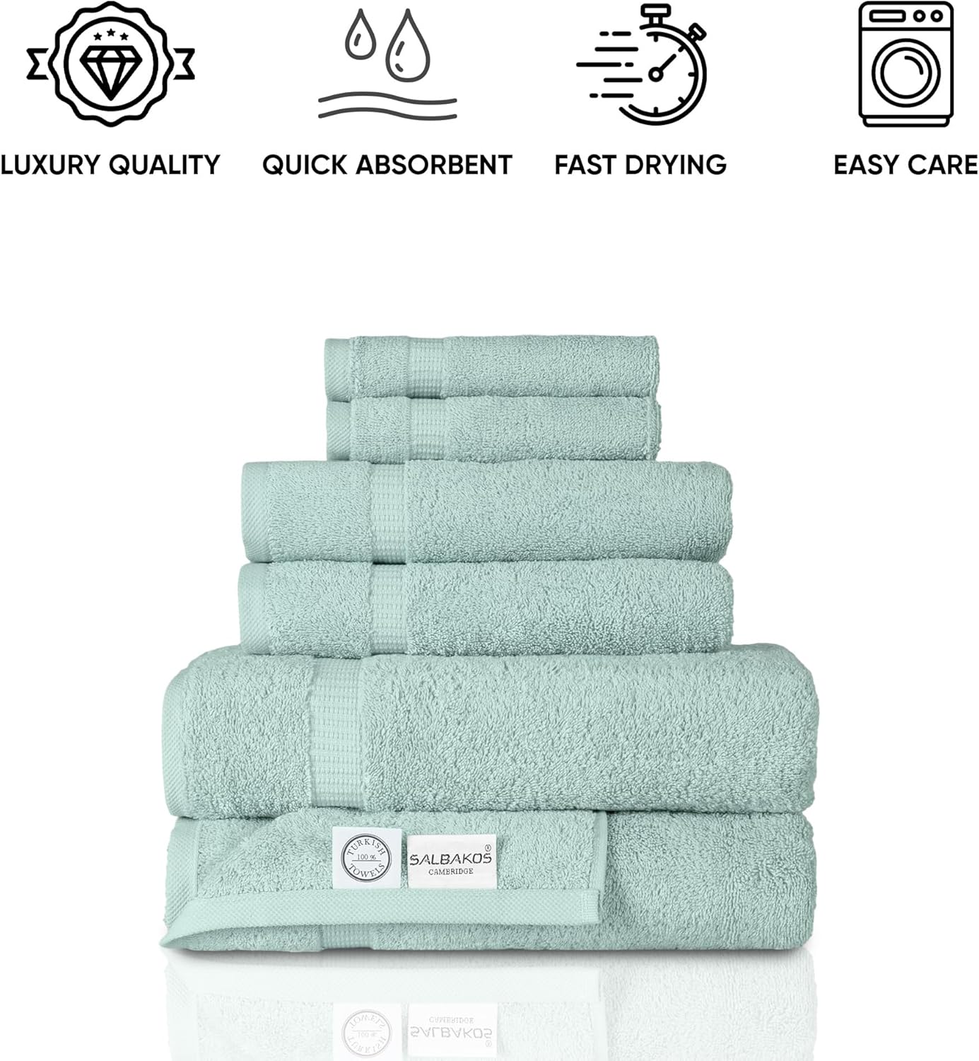 SALBAKOS Luxury 6-Piece Towel Set 100 Turkish Cotton