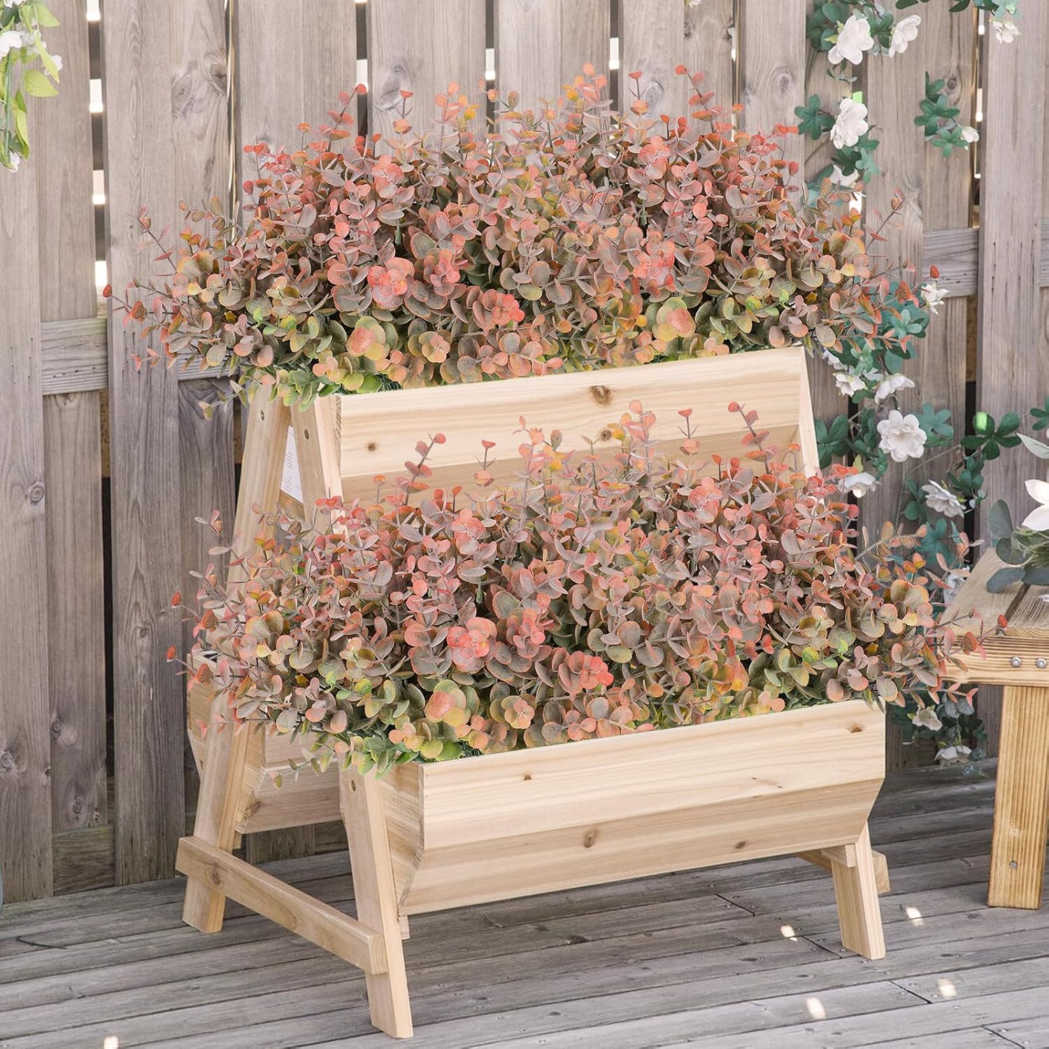 TOCHGREEN 8 Bundle Artificial Fall Eucalyptus Leaves Plants