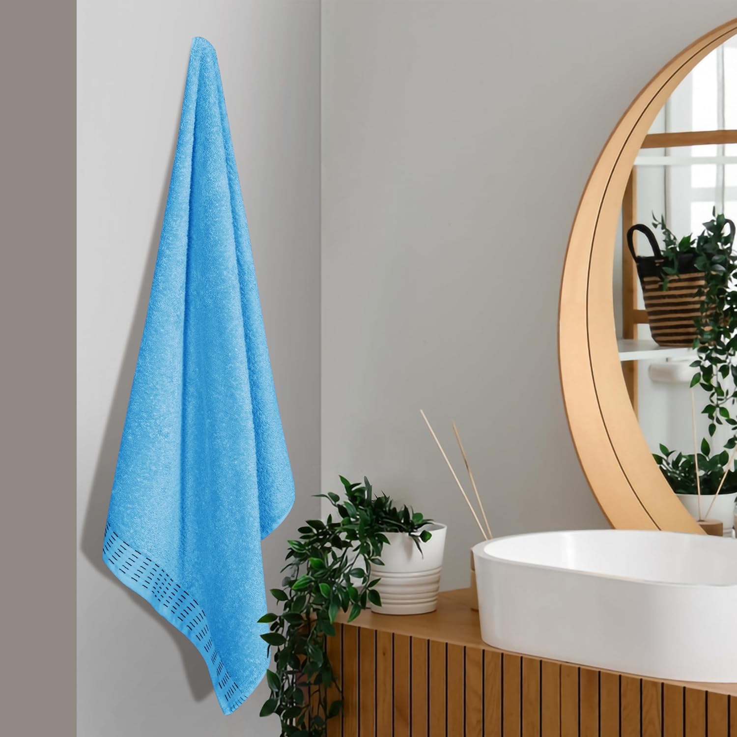Malloni Home Cotton Bath Towel Set 28x55 Sky Blue 2 Pack