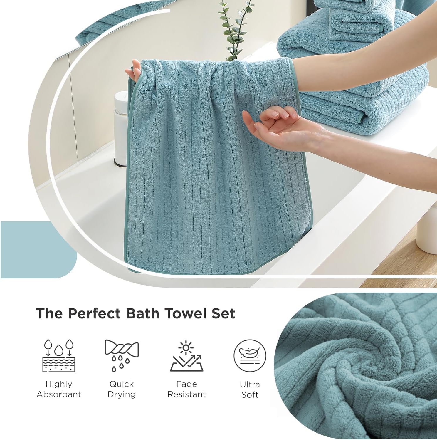 Hailea 18 Piece Family Bath Towel Set - Turquoise