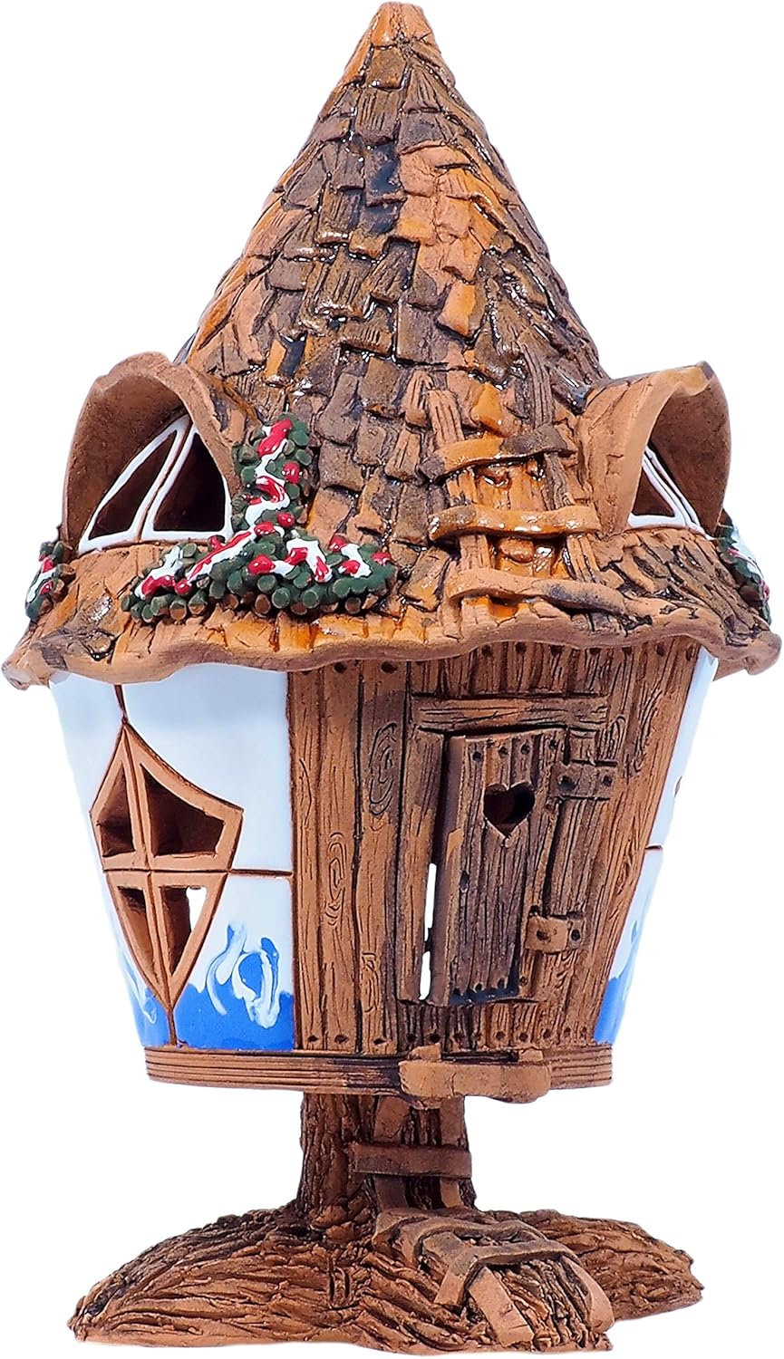 Midene Ceramic Art Tealight Candle Holder Fairy House Forest B97N
