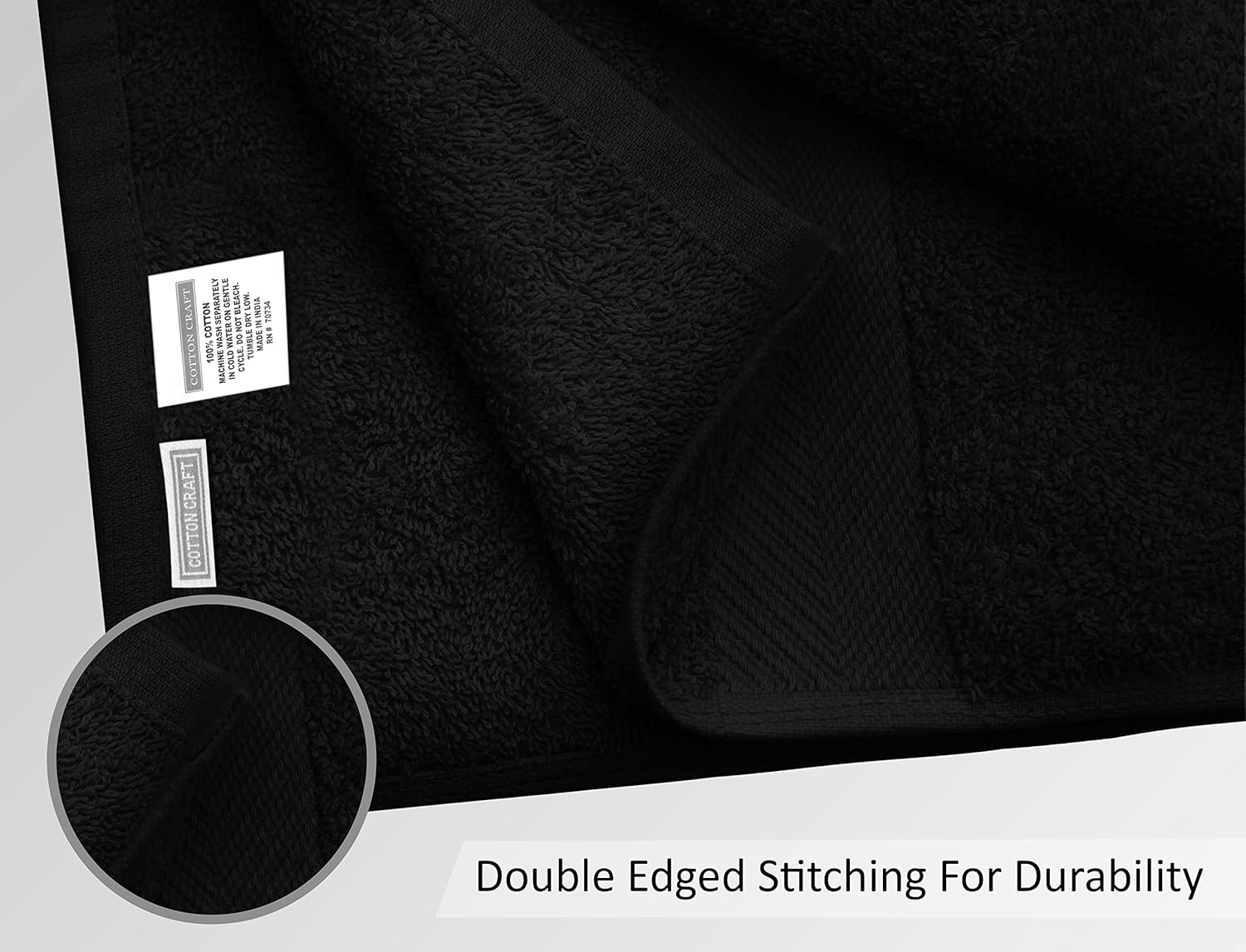 COTTON CRAFT Simplicity Bath Towels Set - 7 Pack Black 1